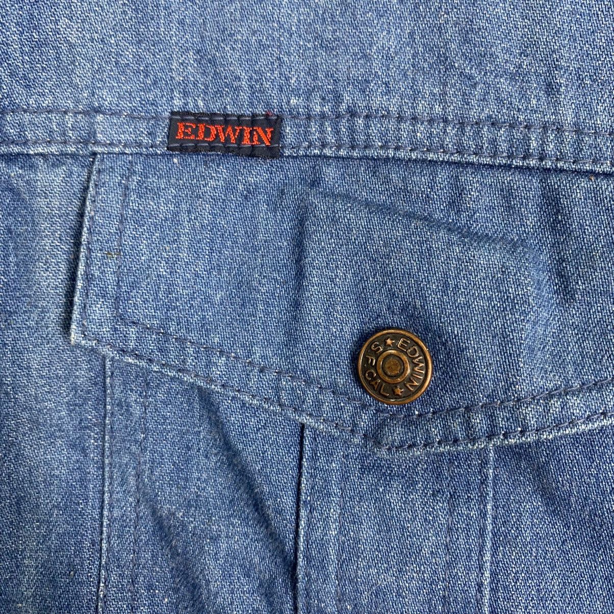 Edwin Vintage 80s Edwin I Am Rich Man Denim Chore Jacket Size US M / EU 48-50 / 2 - 6 Thumbnail