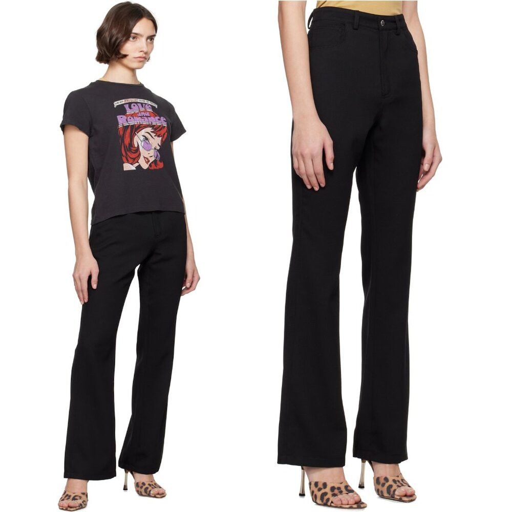 RE/DONE NWT New $425 Re/Done Black Riding Wool Trouser Jeans Size 2 Size 29" - 2 Thumbnail