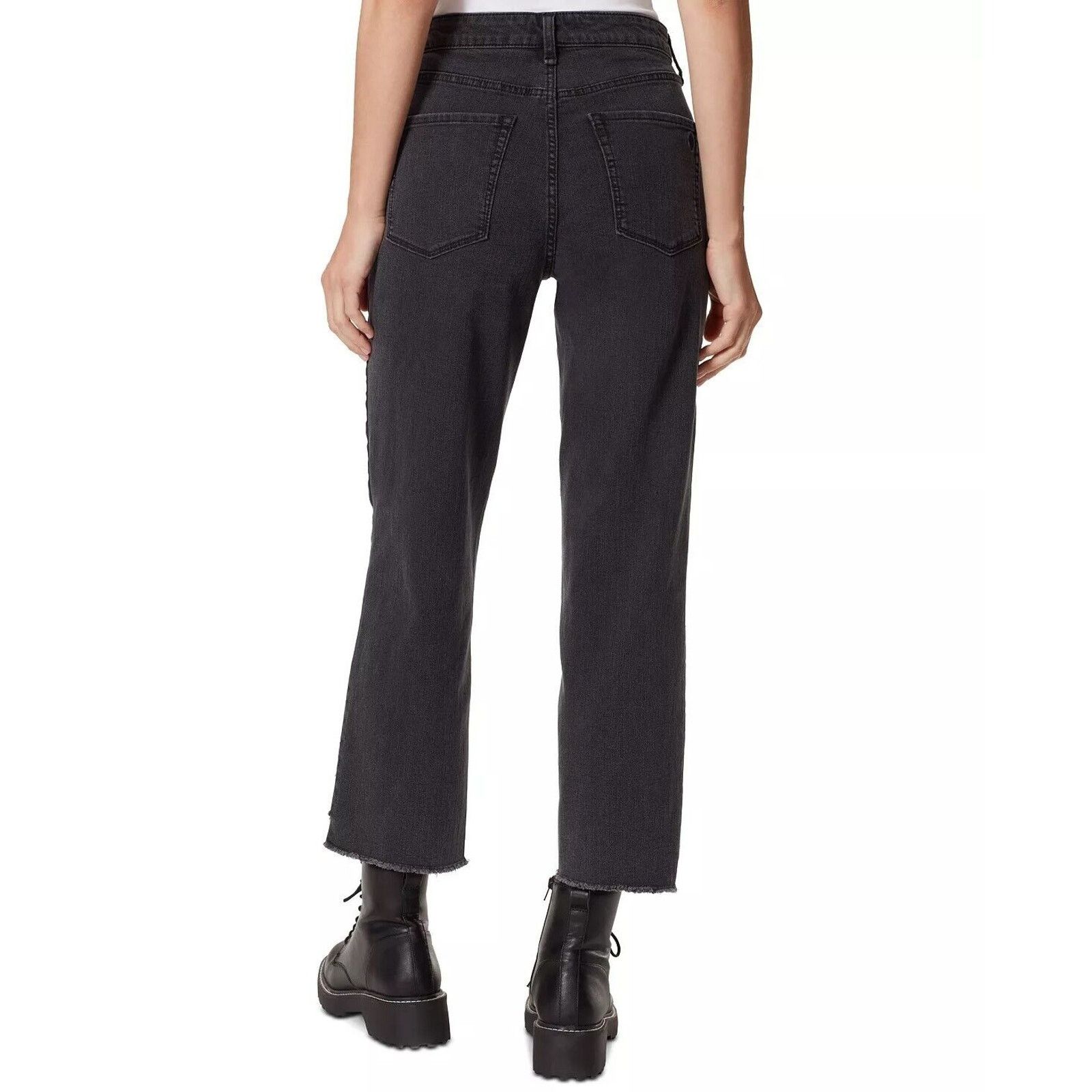 The Unbranded Brand Frayed Women Charcoal Contrast Panel Straight Jeans Size 30 Size 30" / US 8 / IT 44 - 2 Thumbnail