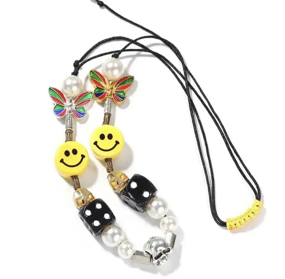 Jewelry Smile Face Pearl Dice Necklace Size ONE SIZE - 2 Thumbnail