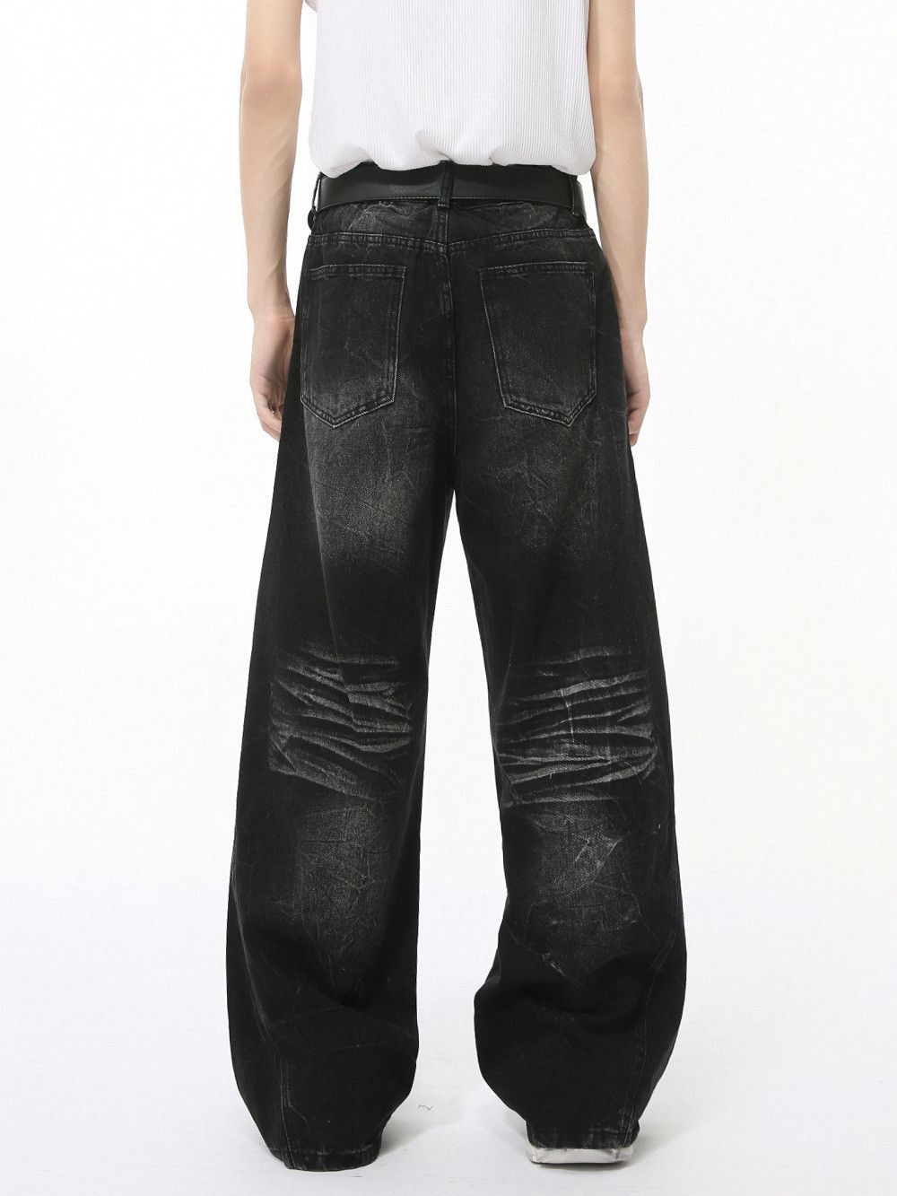 Vintage American retro trendy washed whiskered wide-leg jeans Size US 32 / EU 48 - 5 Thumbnail