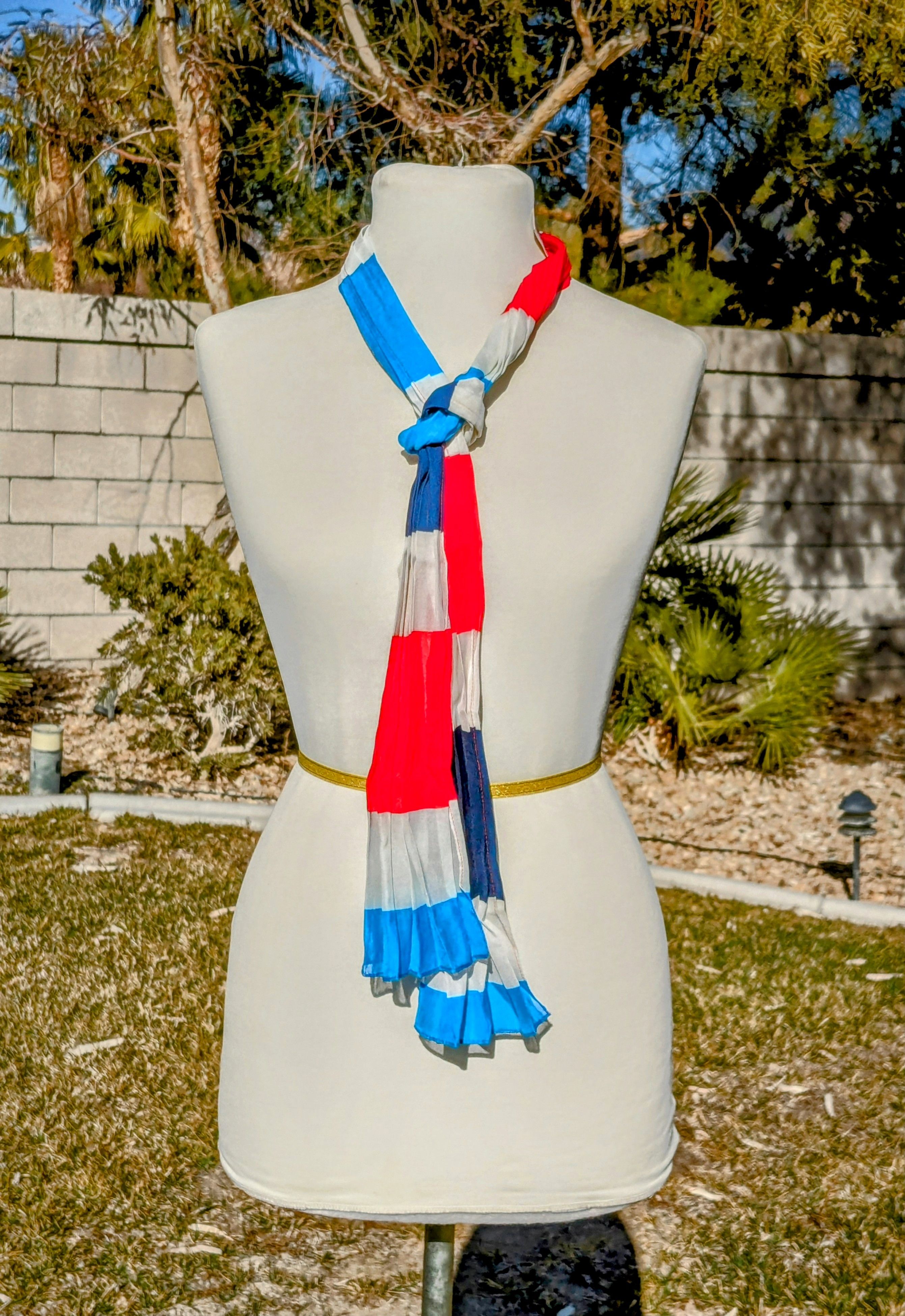 Designer 5ft x 10" Red/White/Blue Popsicle Sheer Neck Scarf Accent Size ONE SIZE - 1 Thumbnail