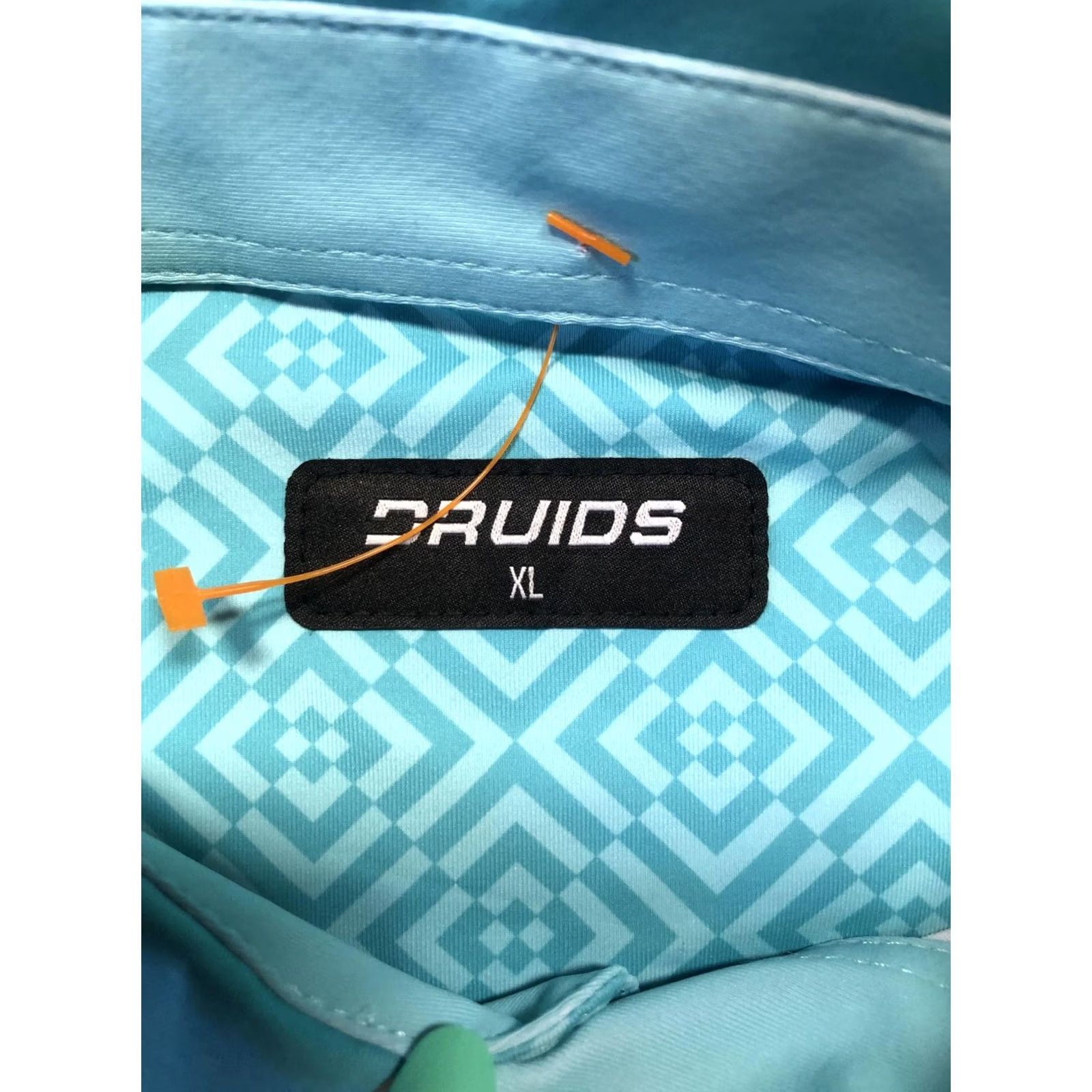 Vintage Druids Polo Shirt Mens XL Blue Geometric Pattern Golf Performance Lightweight Top Size US XL / EU 56 / 4 - 7 Thumbnail