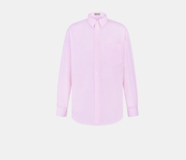 Dior o1w1db11224 Striped Cotton Poplin Shirt in Pink Size US L / EU 52-54 / 3 - 1 Thumbnail