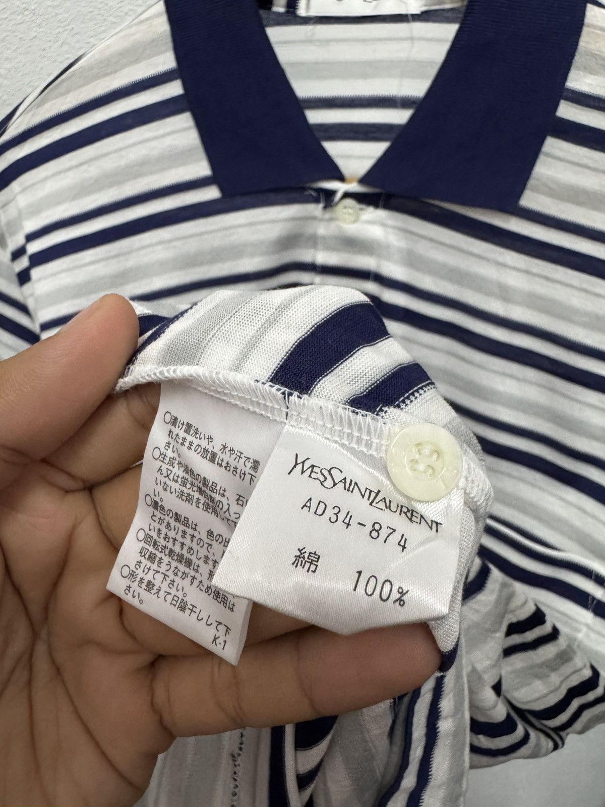Designer × Vintage × Yves Saint Laurent Vintage YvesSaintLauren Striped Polo Shirt Size US M / EU 48-50 / 2 - 4 Thumbnail
