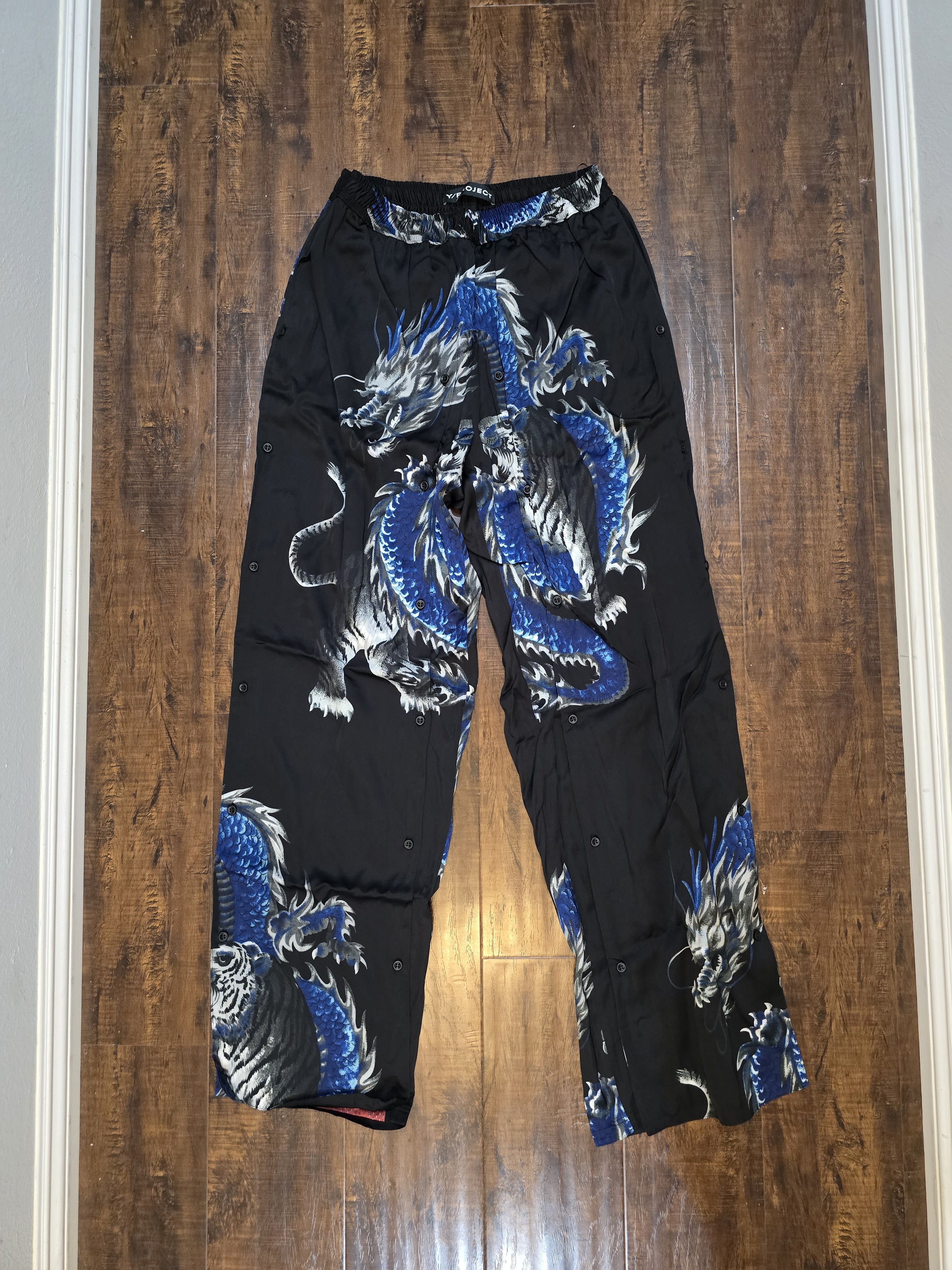 Y/Project Y/Project Black Button Dragon Track Pants Size US 32 / EU 48 - 1 Thumbnail