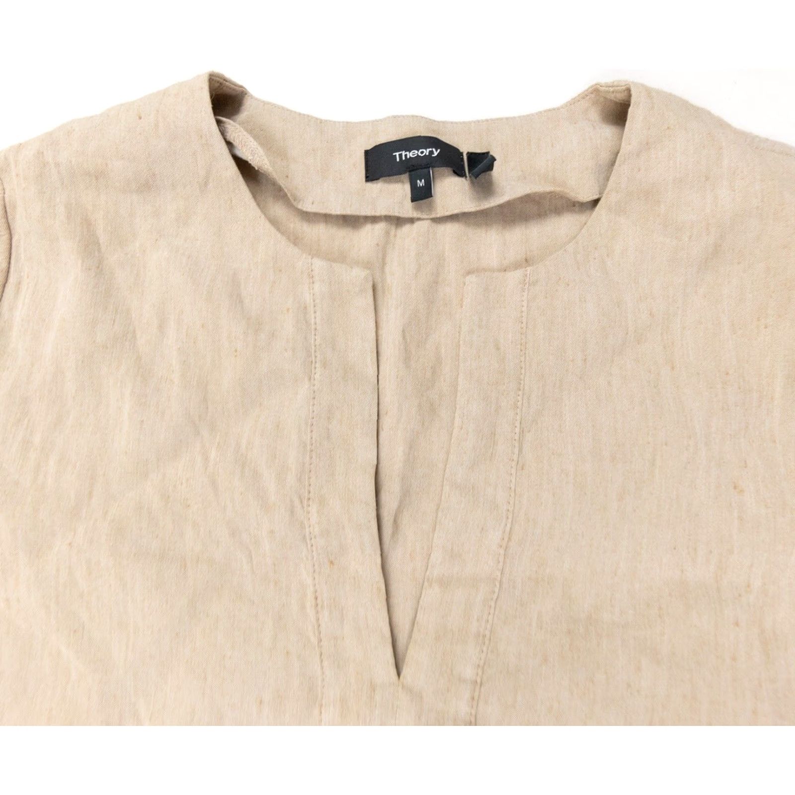 Theory Theory Womens Medium Beige Short Sleeve Shift Dress Size M / US 6-8 / IT 42-44 - 3 Thumbnail
