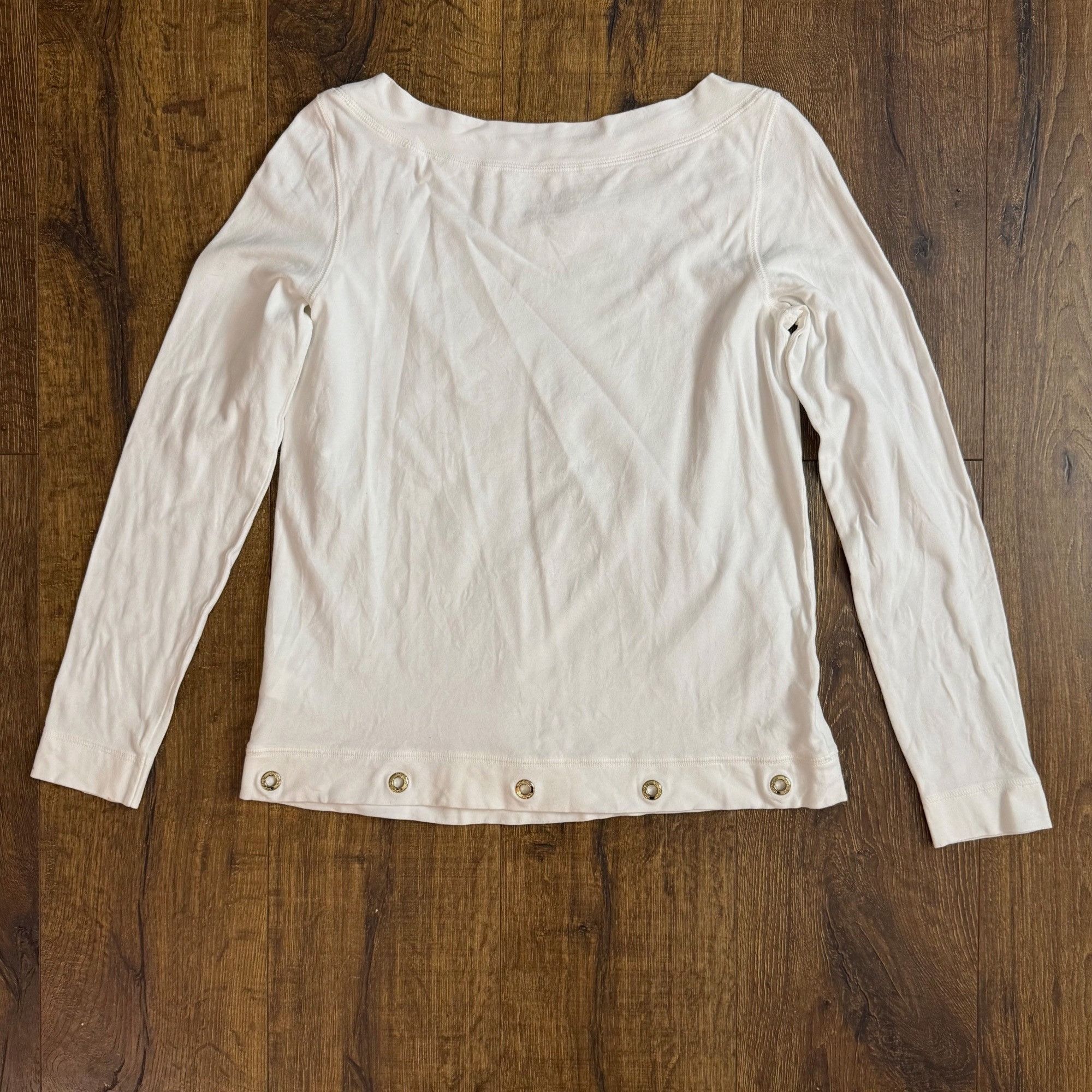 Lilly Pulitzer Lilly Pulitzer Long-Sleeve White Boatneck Tee with Grommets Size S / US 4 / IT 40 - 3 Thumbnail