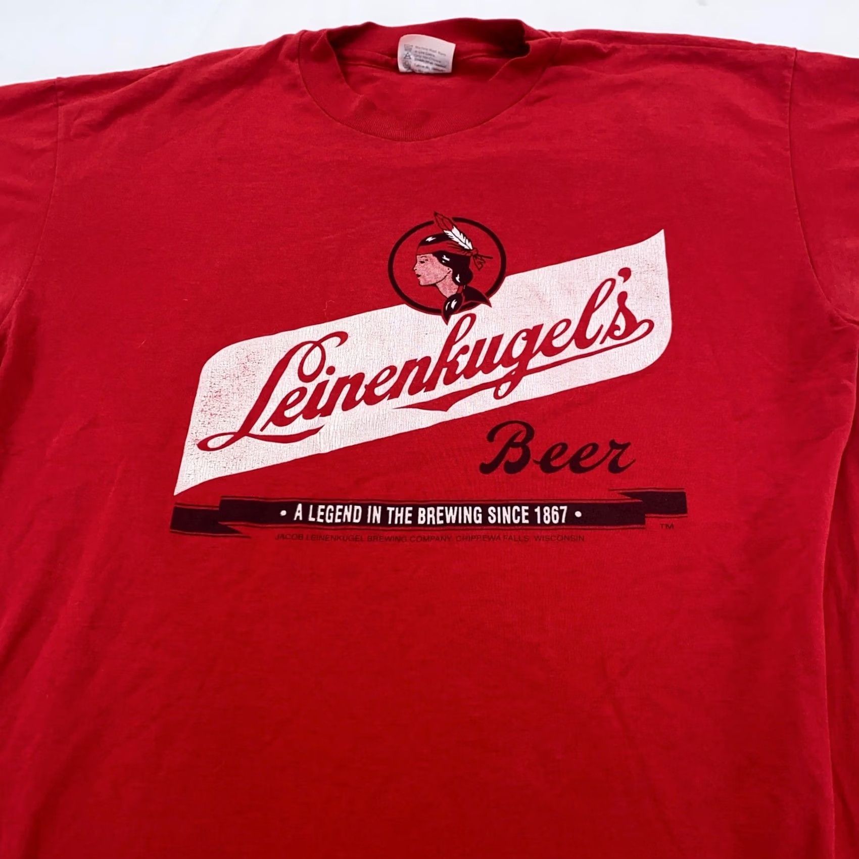 Vintage VINTAGE LEINENKUGEL’S BEER T-Shirt 90S 80s ChiPPEWA FALLS Wisconsin Red L Mens Size US L / EU 52-54 / 3 - 2 Thumbnail