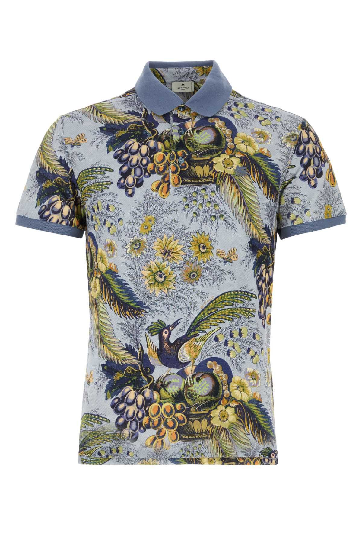 image of Etro Printed Cotton Polo Shirt in Floral, Men's (Size XL)