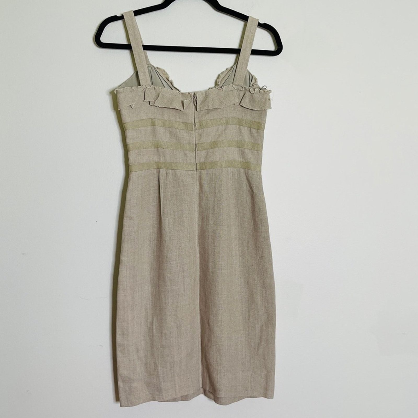 Oscar De La Renta Oscar Del La Renta Tan Cotton Short Summer Mini Dress Size XS / US 0-2 / IT 36-38 - 2 Thumbnail