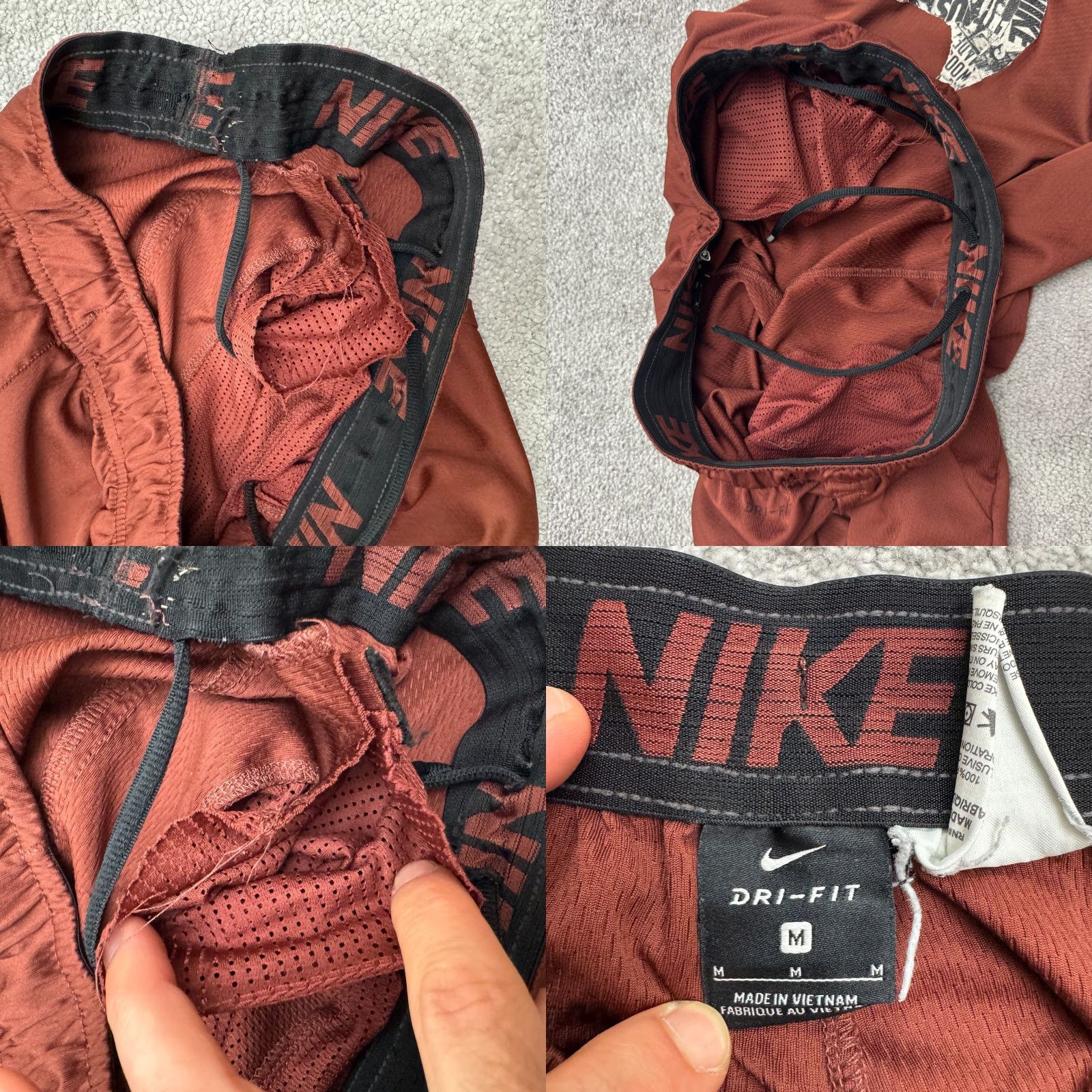 Nike Nike Dri-Fit Athletic Shorts Mens Big & Tall Medium Brown Elastic Waist Pockets Sports Activewear Shorts Size US 31 - 8 Thumbnail