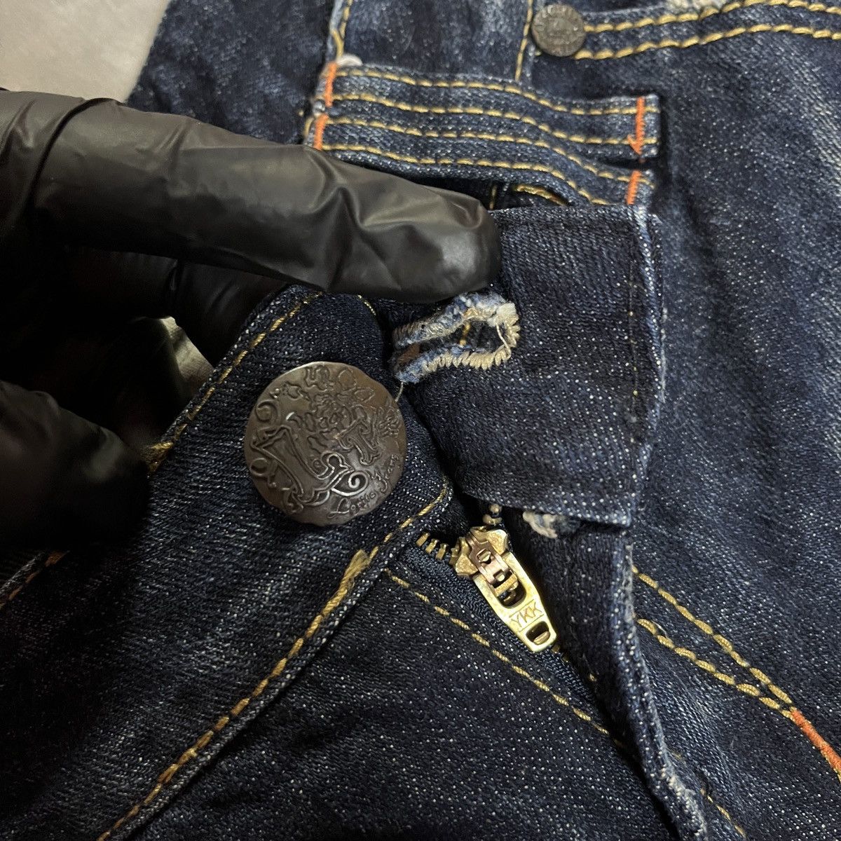 Japanese Brand 2000s Lolita Jeans - Distressed y2k Shorts Leather Pocket Size 33" - 4 Thumbnail