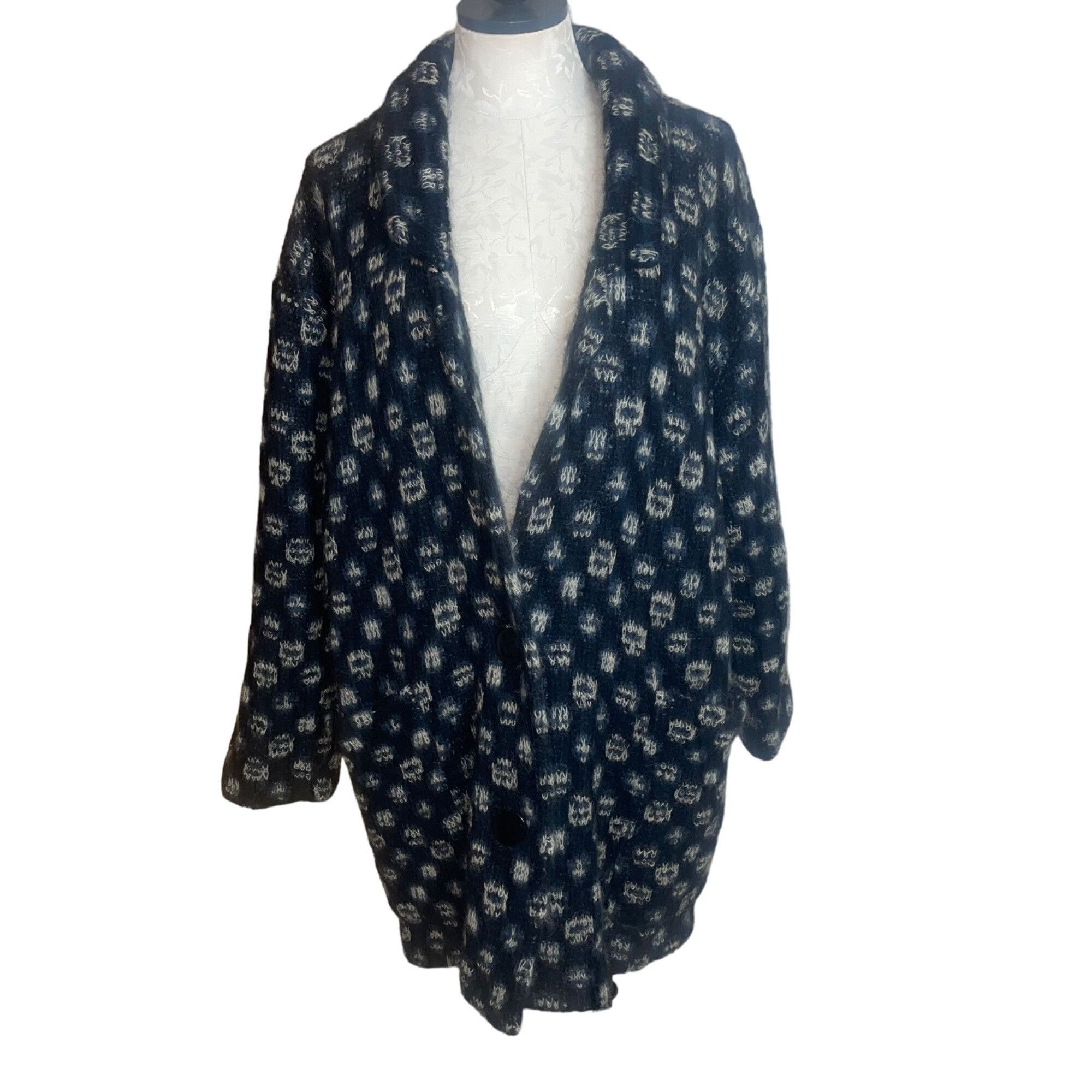 Biba Vintage Womens Sweater Coat Size 40 Blue