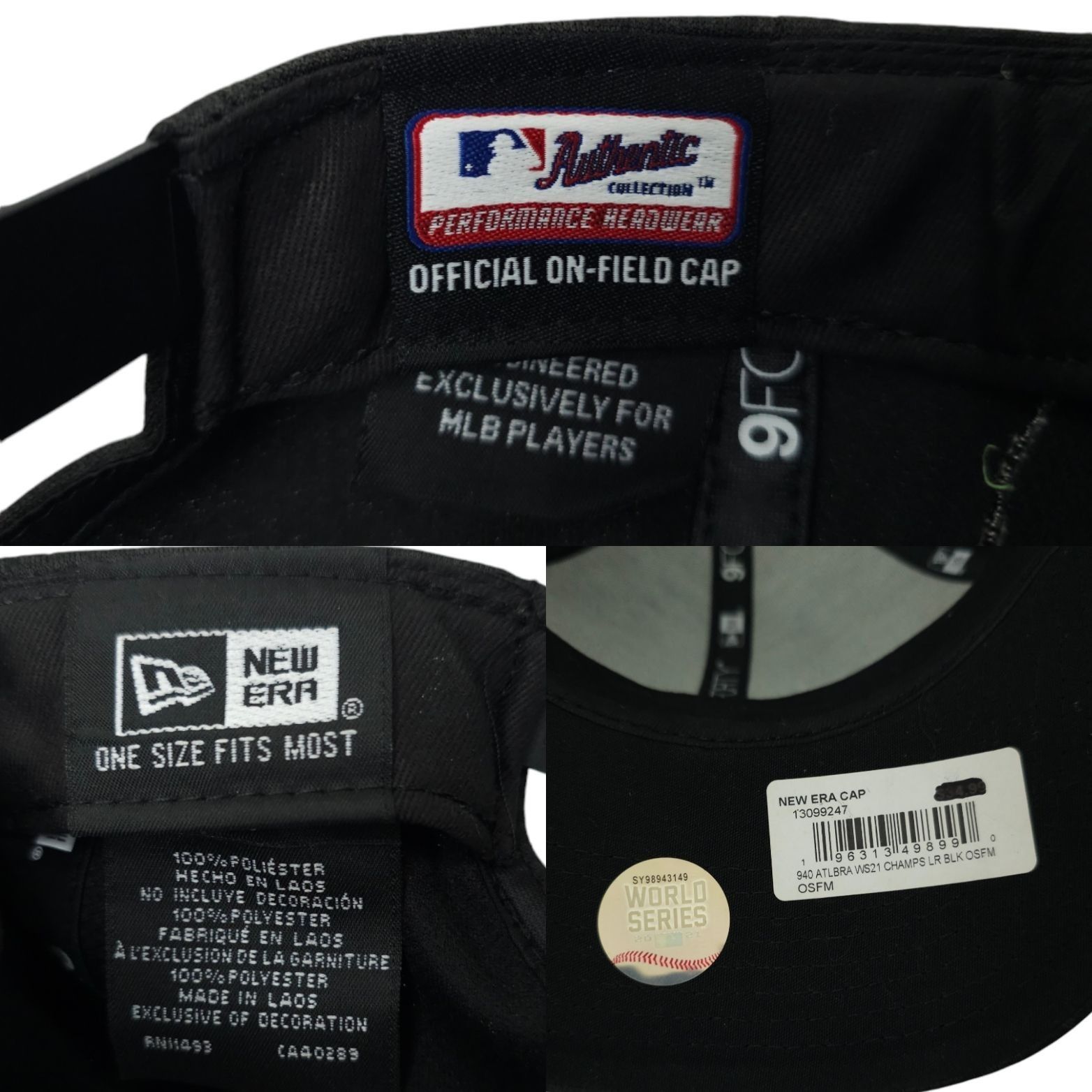 New Era Atlanta Braves Snapback Hat MLB 2021 World Series Champs Cap Size ONE SIZE - 8 Thumbnail