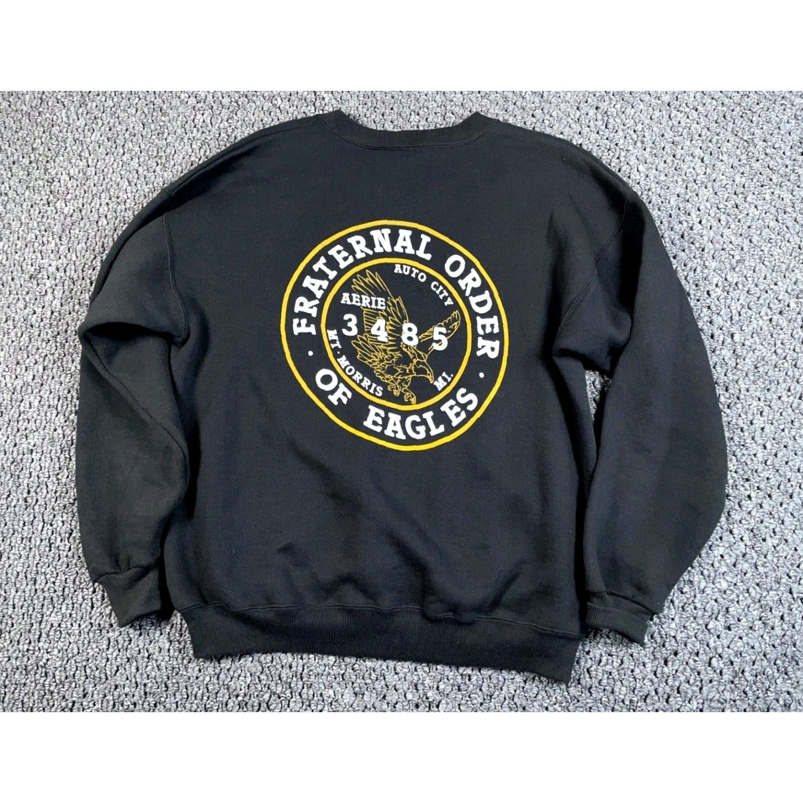 Lee VINTAGE Fraternal Order of Eagles Sweatshirt Lee Adult Large Black Graphic Print 90s Retro Mens Sweatshirt Size US L / EU 52-54 / 3 - 2 Thumbnail