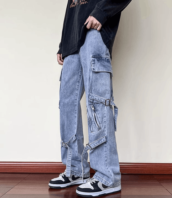Japanese Brand × Vintage High street men's straight slim fit zippered cargo jeans Size US 32 / EU 48 - 2 Thumbnail