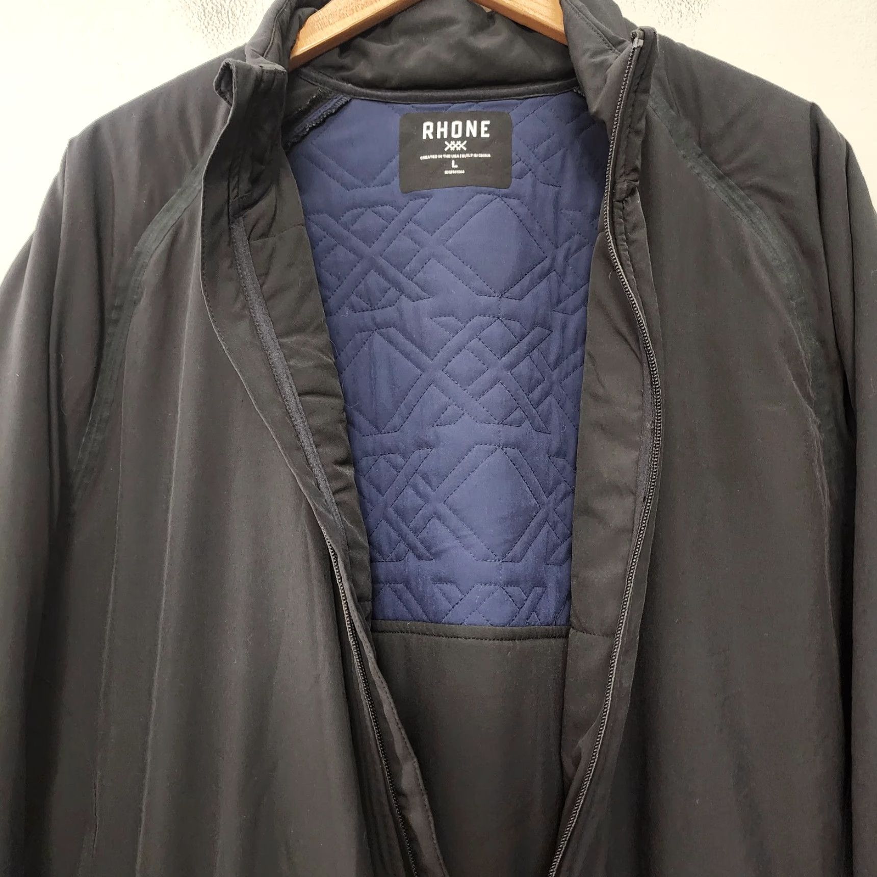 Rhone Rhone Jacket Mens Large Black Midtown Full Zip Quilted Blue Front Zip, Regular Size, Jacket, Men Size US L / EU 52-54 / 3 - 6 Thumbnail