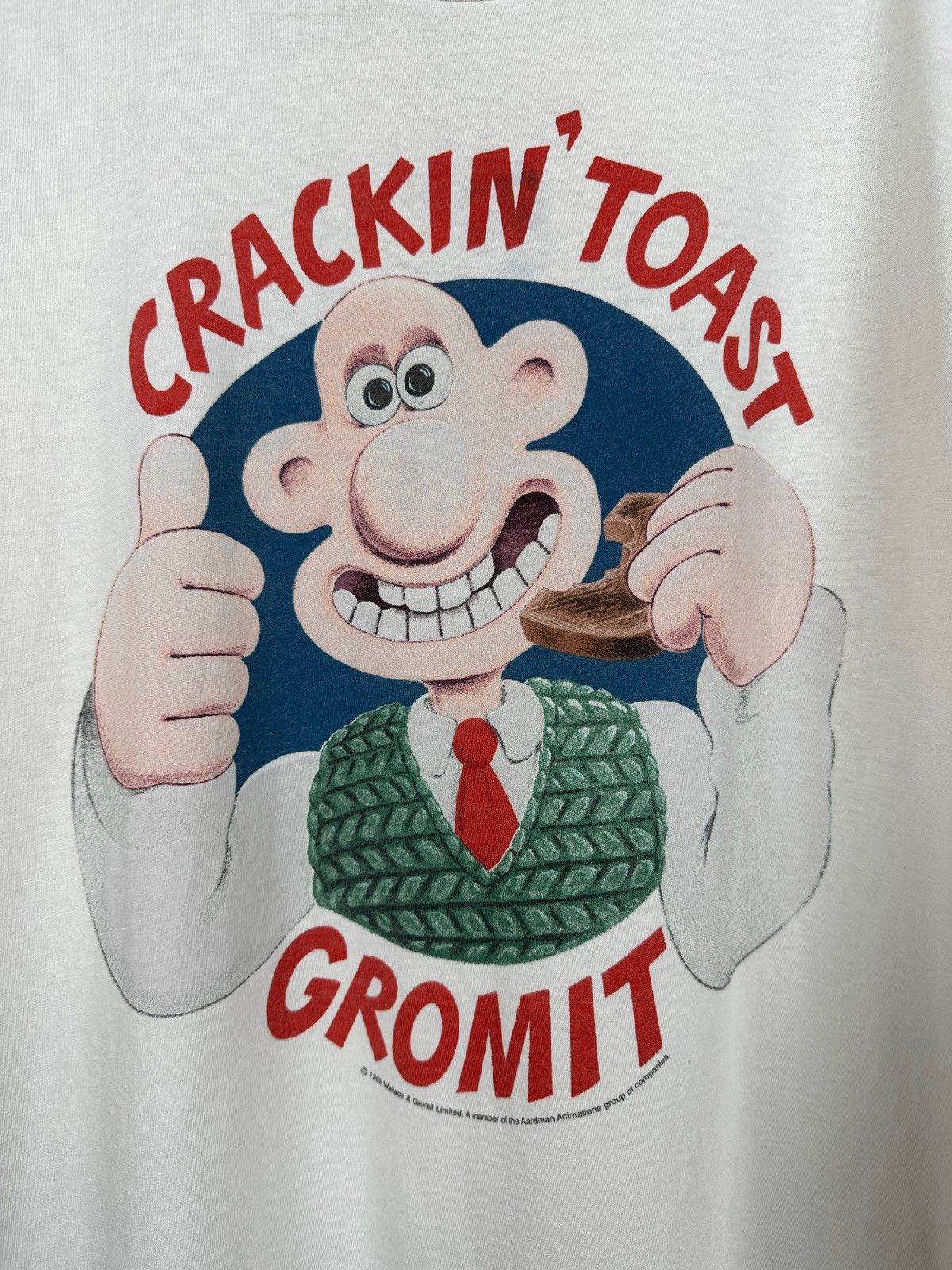 Cartoon Network 1989 Vintage Wallace & Gromit Crackin Toast T-Shirt Size US XL / EU 56 / 4 - 7 Thumbnail