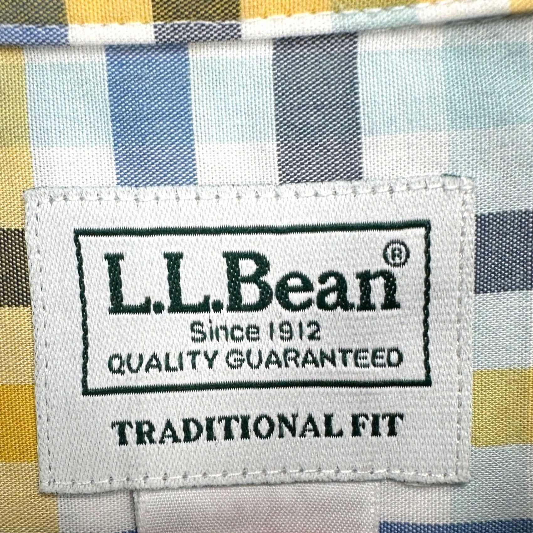 Vintage L.L. Bean Mens Button Down Shirt Large Reg Blue Yellow Plaid Long Sleeve Pocket Shirt Boy? Size US L / EU 52-54 / 3 - 4 Thumbnail