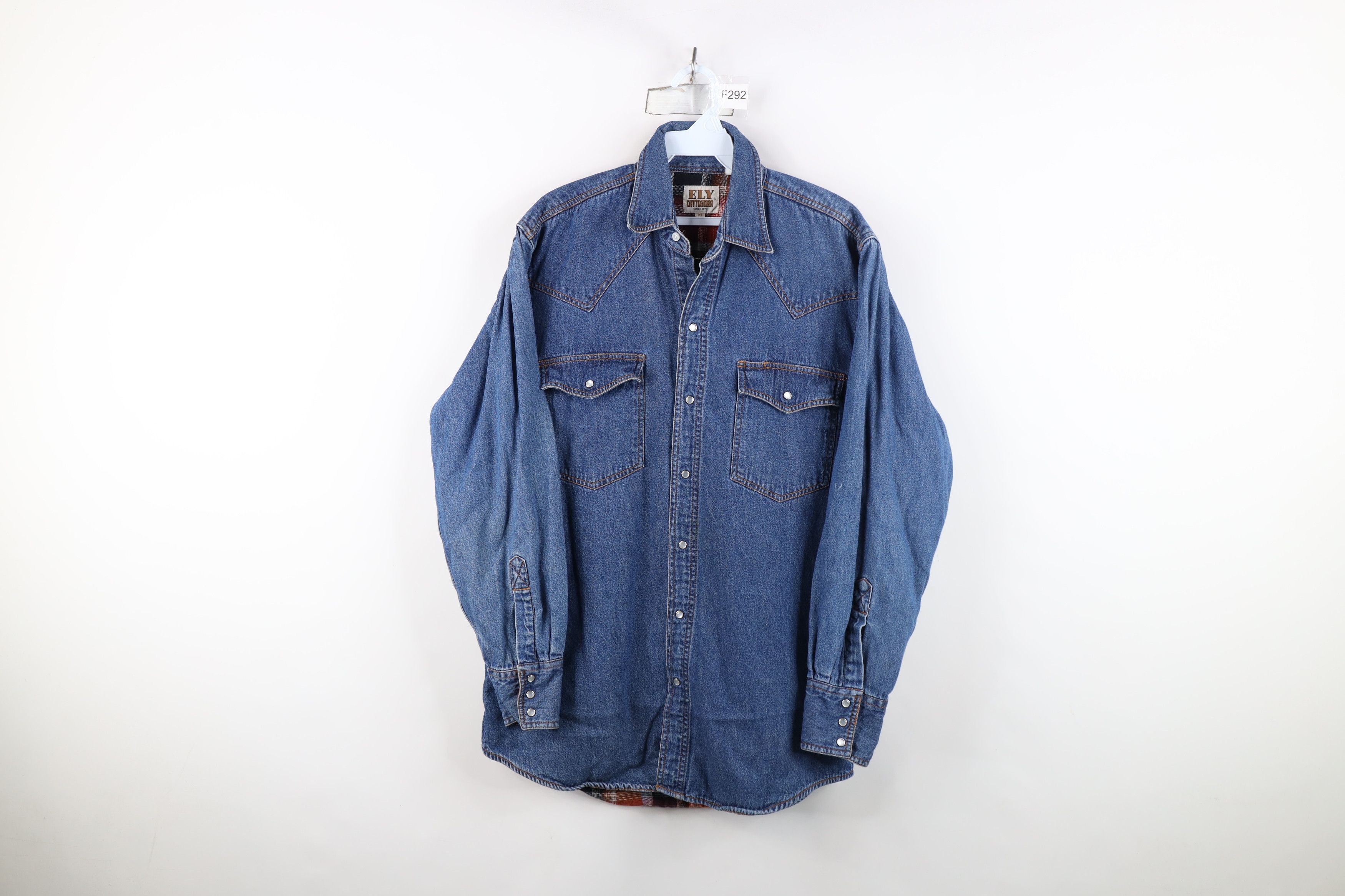 Vintage Vintage 90s Streetwear Lined Denim Western Shirt Jacket Jac Size US M / EU 48-50 / 2 - 1 Thumbnail