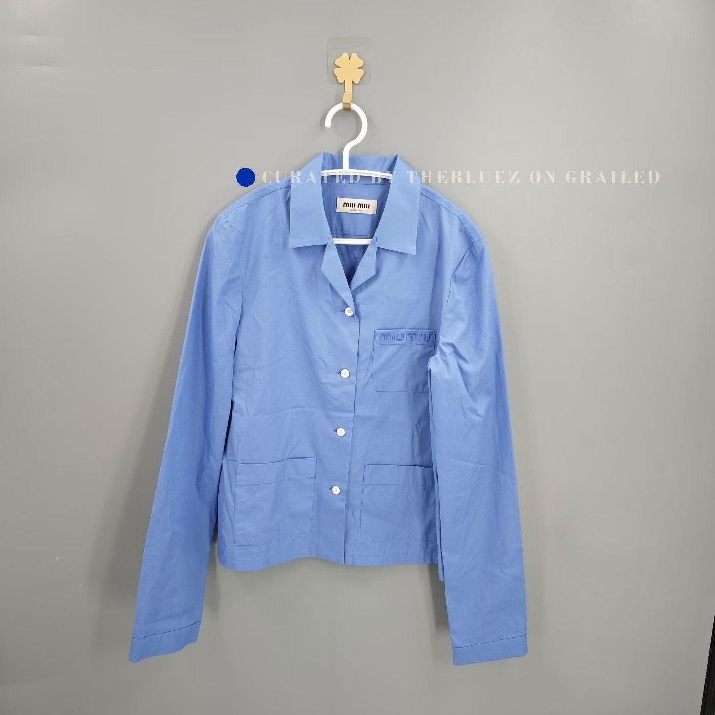 Miu Miu MIU MIU Gem Blue Pocket Embroidered Shirt Size S / US 4 / IT 40 - 1 Thumbnail