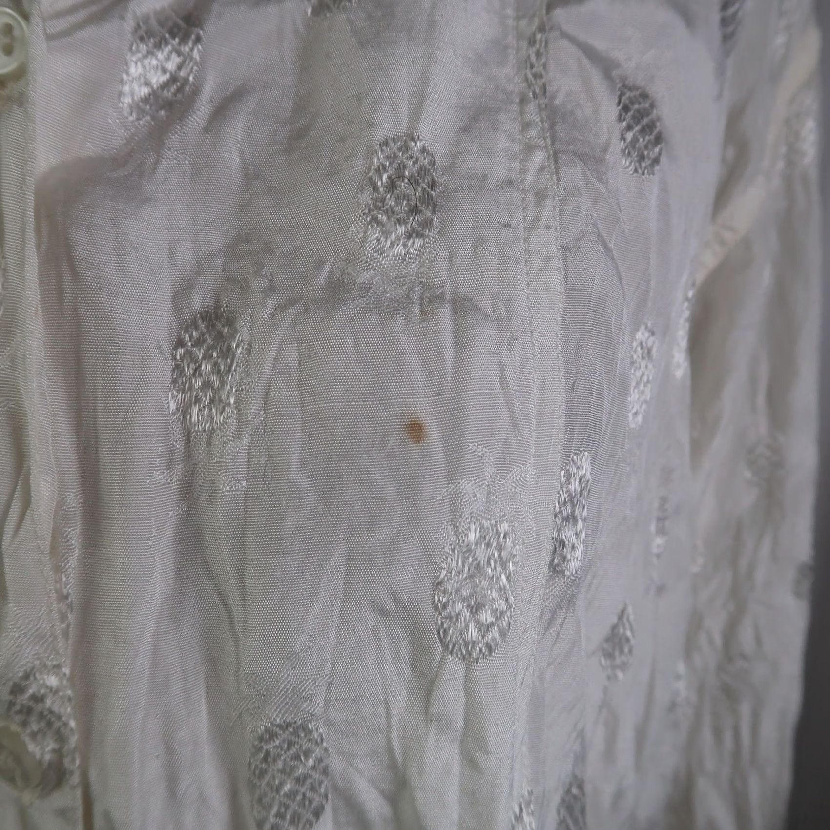 Vintage VINTAGE Tramp Cream Pineapple Embroidered Tunic Top M Long Sleeve Button-Up Women's 90s Beach Size M / US 6-8 / IT 42-44 - 5 Thumbnail