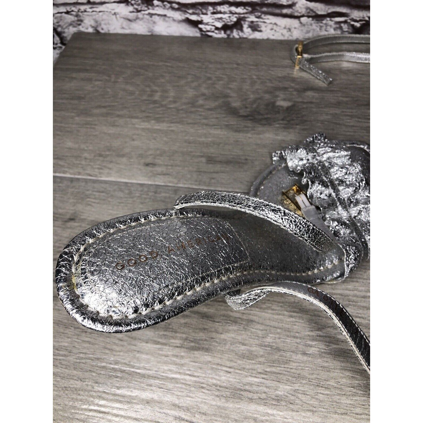Other GOOD AMERICAN Metallic Silver Leather Strap Heeled Sandals W Size US 7 / IT 37 - 16 Thumbnail