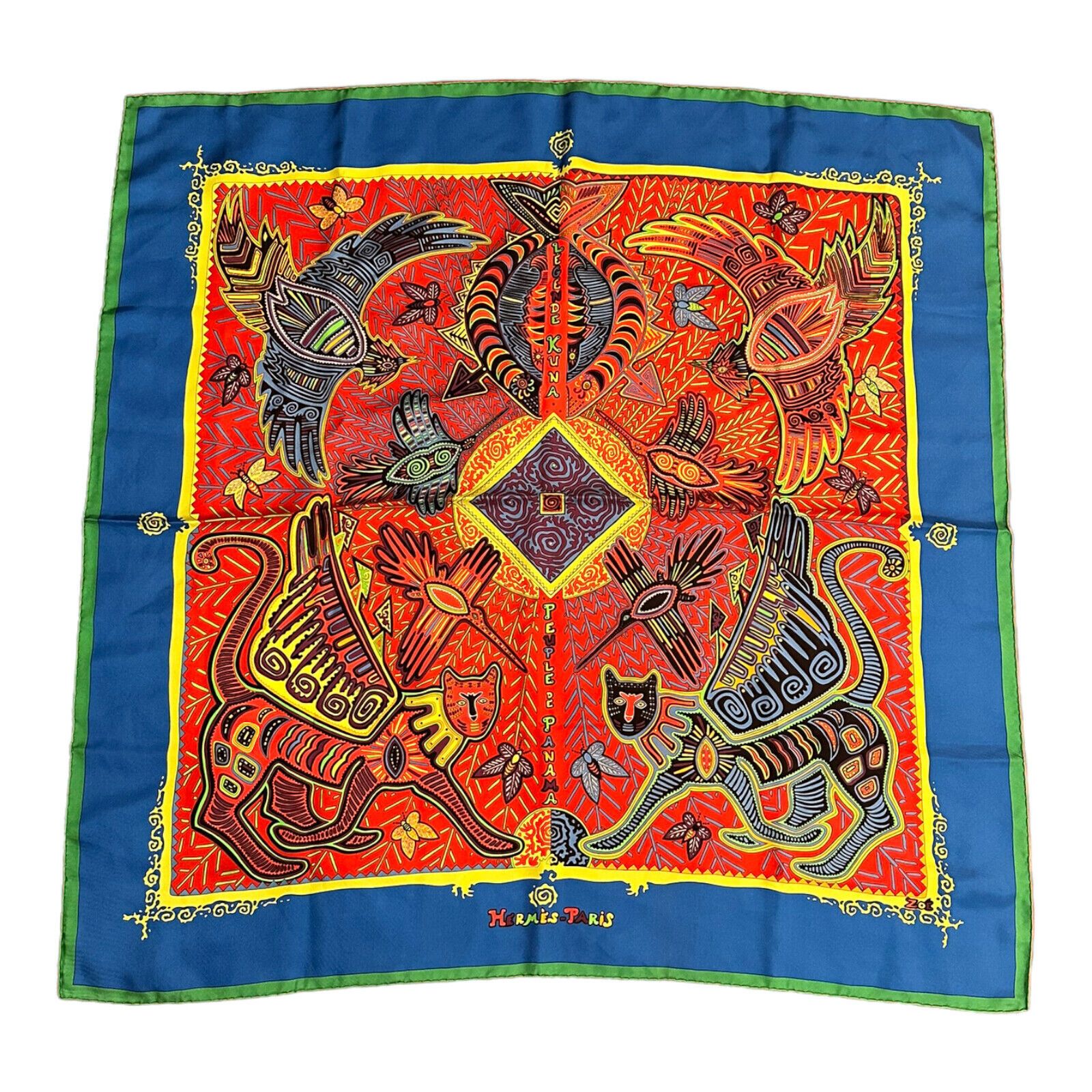 Carre Peuple De Panama Vintage 90cm Mutlicolor Silk Scarf