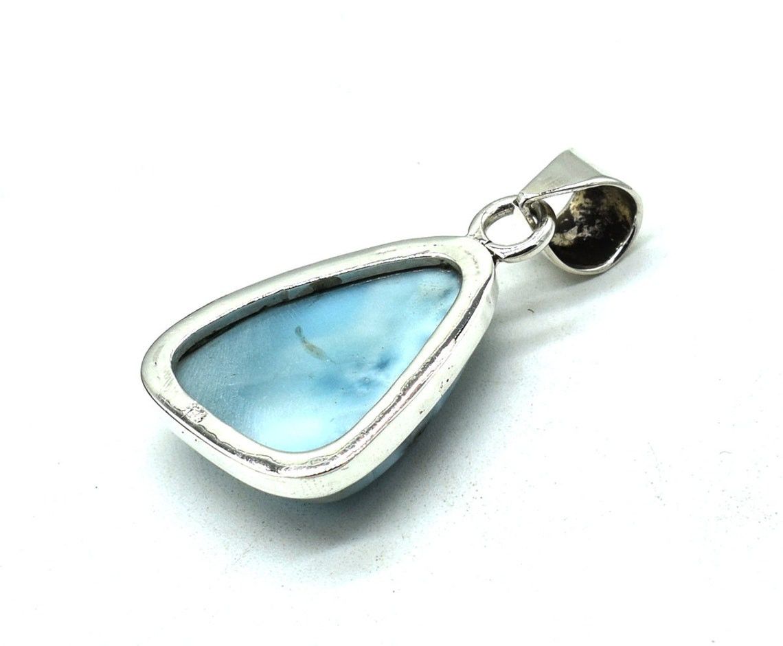 Handmade Excellent Smooth Larimar Gemstone 925 Silver Pendant Size ONE SIZE - 2 Thumbnail