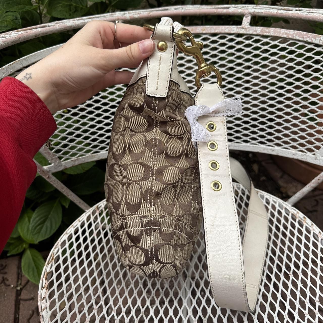Coach Y2K Coach Brown Monogramed Crossbody with White Leather Size ONE SIZE - 4 Thumbnail
