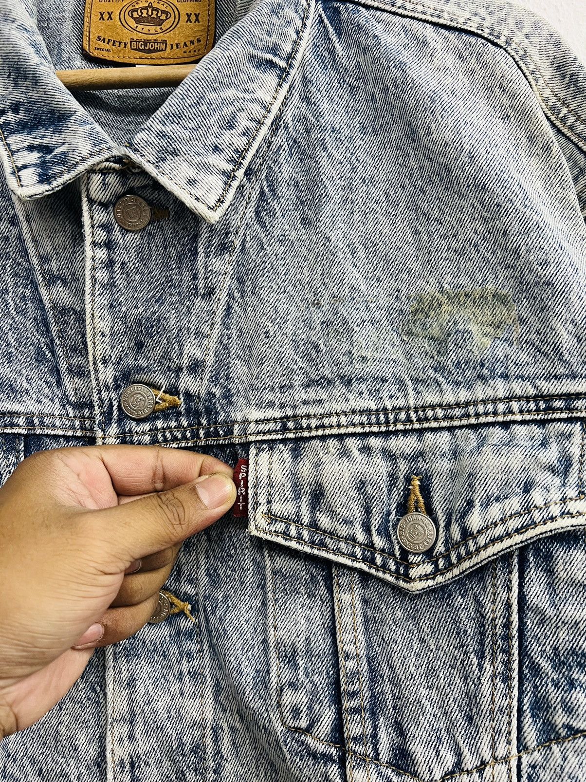 Big John × Vintage Vtg 90’ BIG JOHN SPIRIT Distressed Denim Jacket Size US L / EU 52-54 / 3 - 8 Thumbnail
