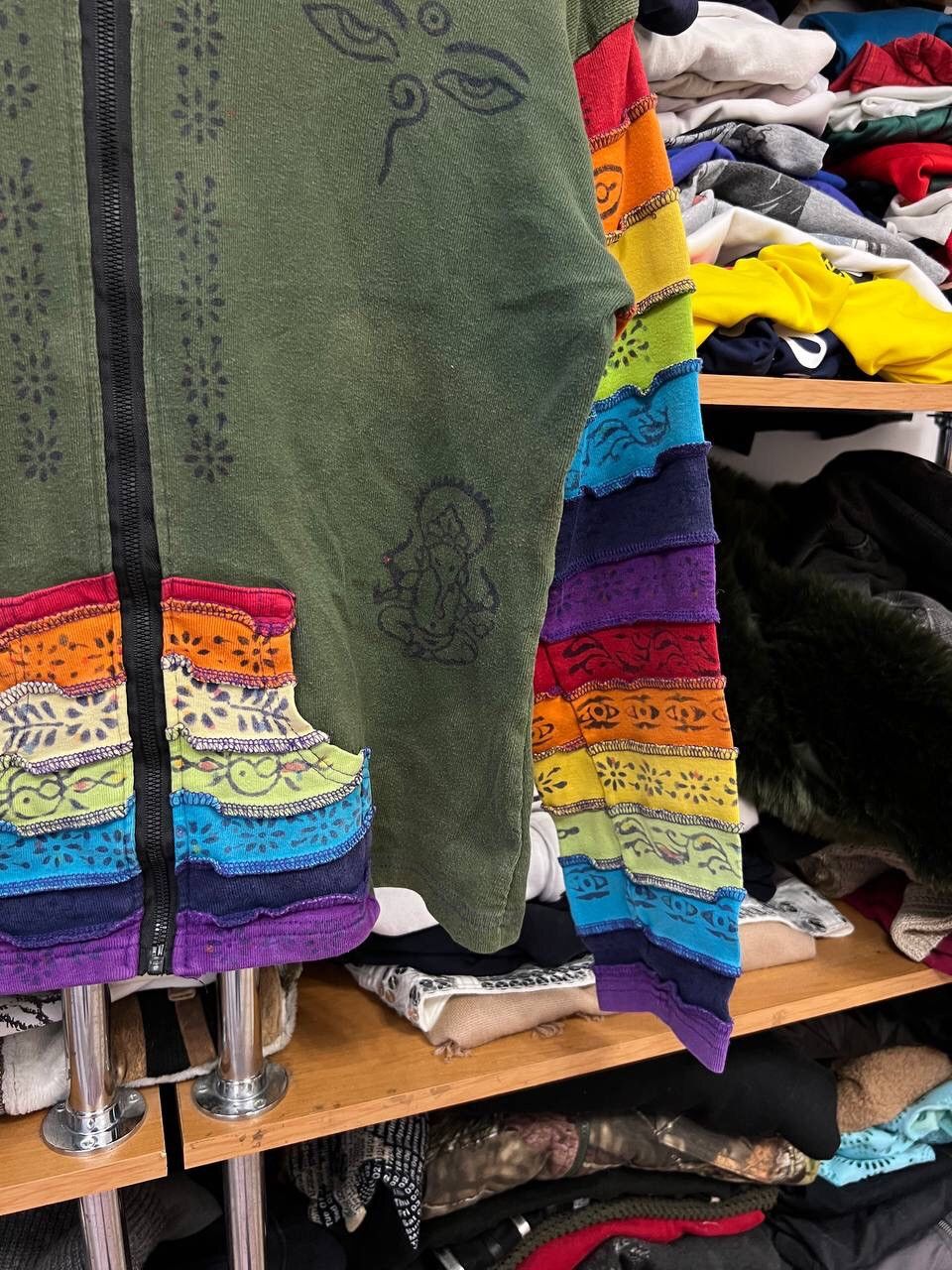 Japanese Brand × Other × Vintage Rainbow Patchwork Jacket Hippie Boho Zip Front Hoodie Size M / US 6-8 / IT 42-44 - 3 Thumbnail