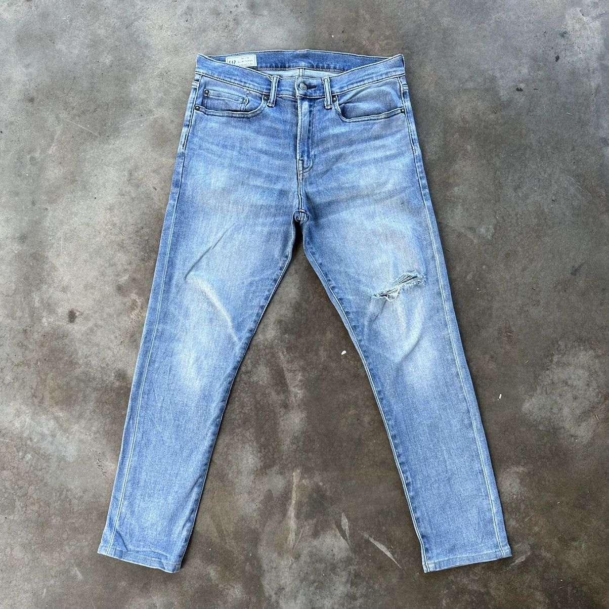 image of Japanese Faded Distressed Denim Jean Pant W32 in Faded Blue, Men's