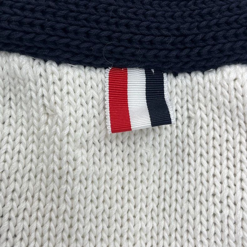 Thom Browne Thom Browne Size 4White Stripe 4-button Knit Cardigan 2501- Size US XL / EU 56 / 4 - 8 Thumbnail