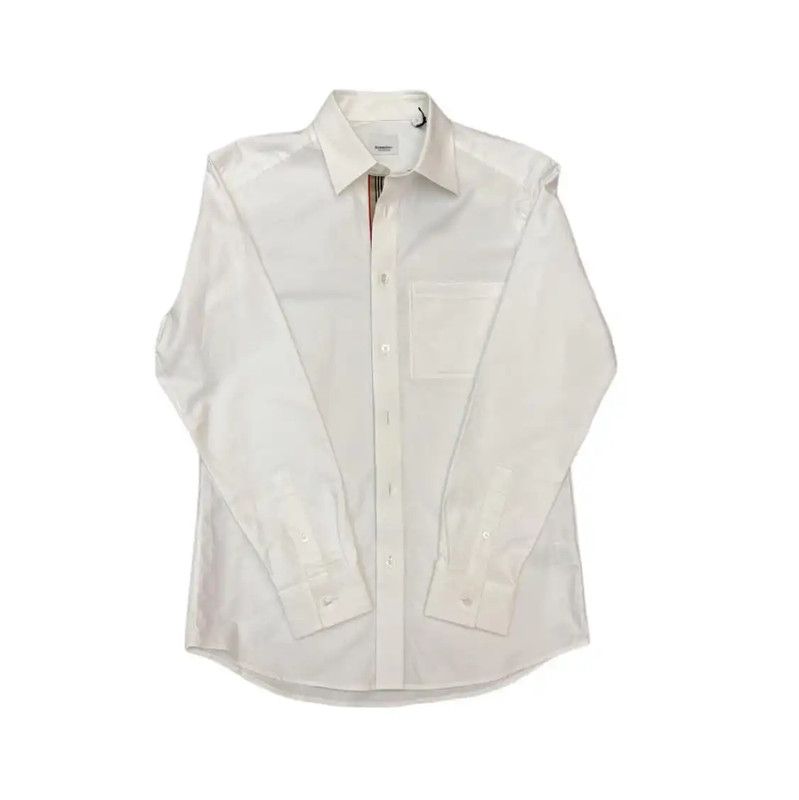 Burberry Men's White Logo Long Sleeve Shirt