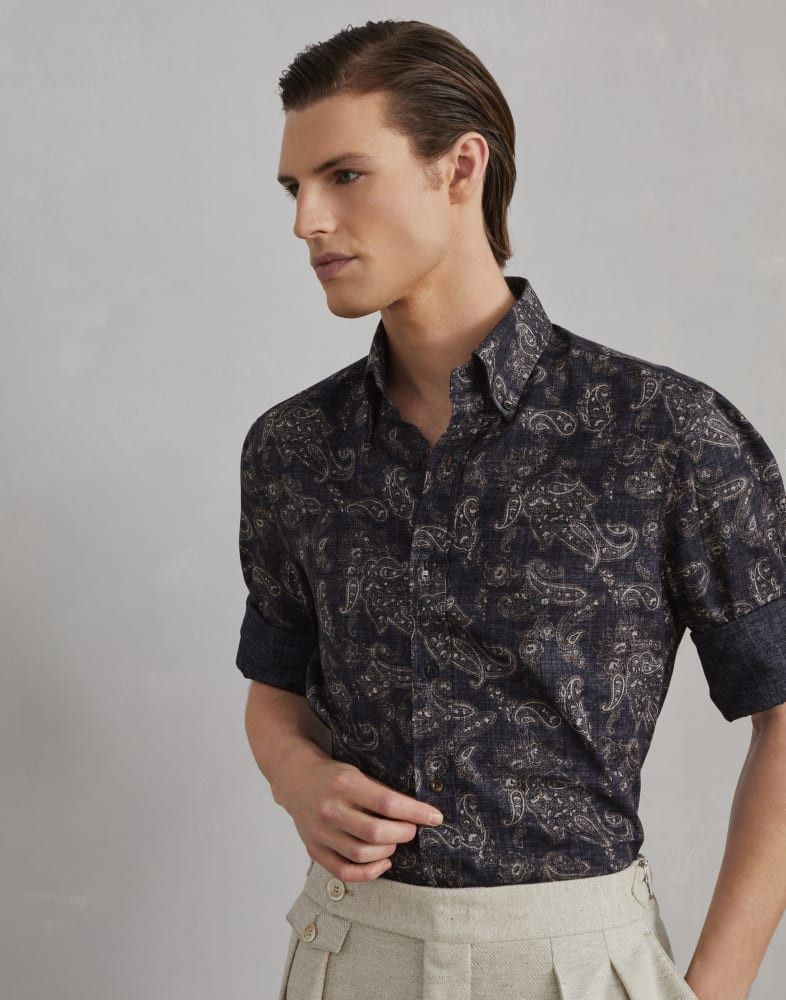 Brunello Cucinelli o1w1db10825 Shirt in Navy Blue Size US L / EU 52-54 / 3 - 3 Thumbnail