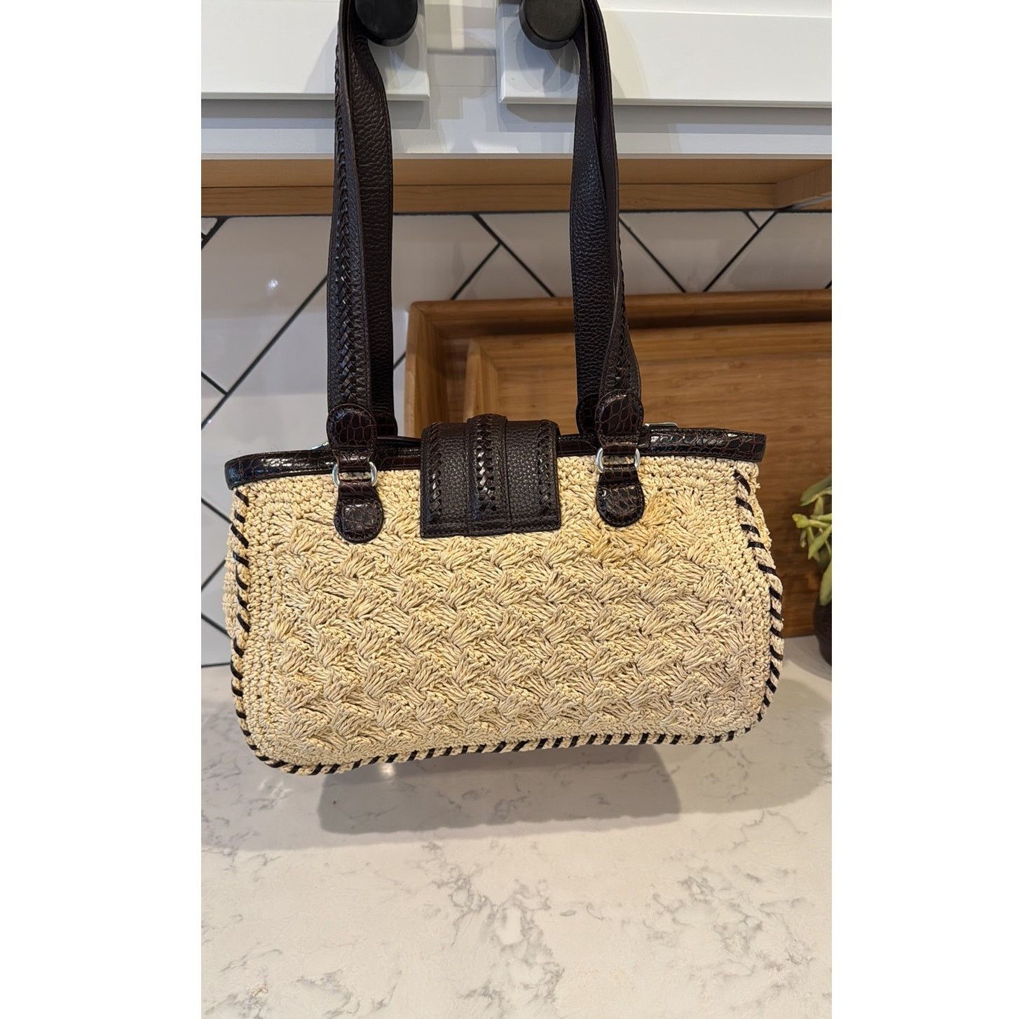 Brighton BRIGHTON Patience Straw Leather Handbag Shoulder Satchel Bag Size ONE SIZE - 2 Thumbnail