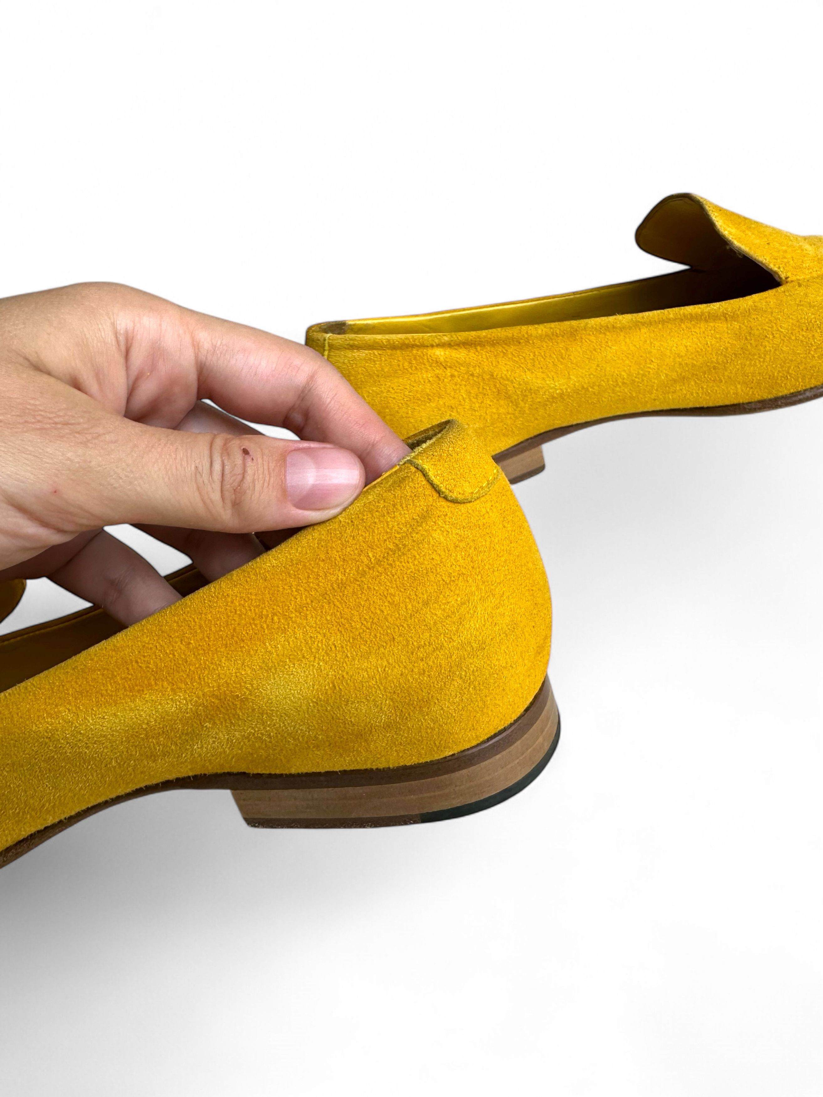 Manolo Blahnik Manolo Blahnik Women's Pitaka Suede Flat Loafers Yellow (39) Size US 9 / IT 39 - 7 Thumbnail