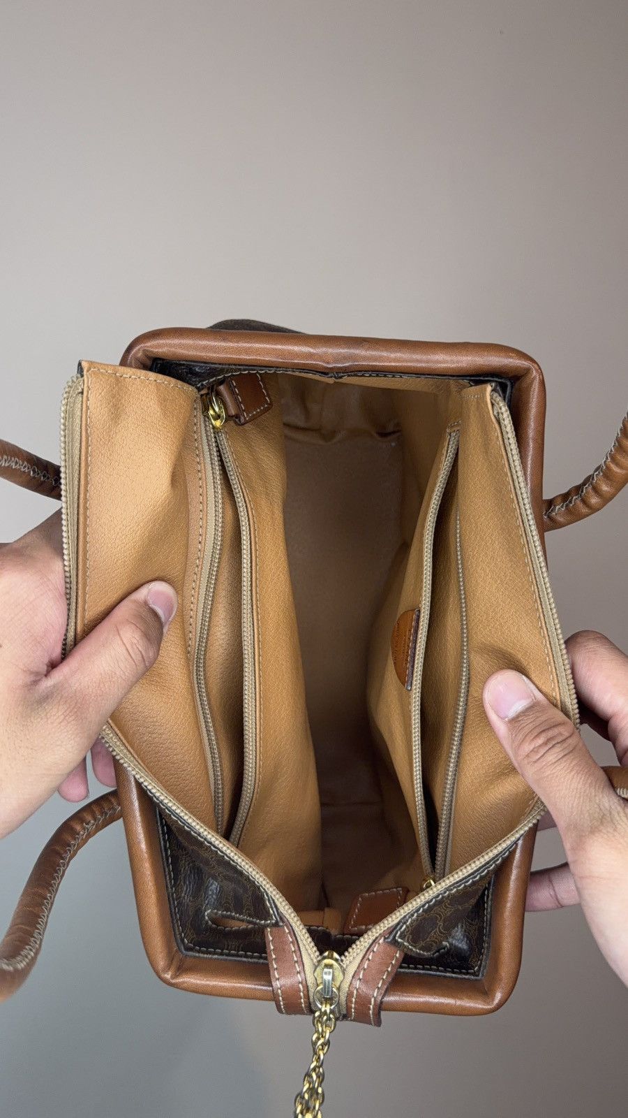 Celine Céline Celine Macadam Handbag Macadam with leather Brown Size ONE SIZE - 4 Thumbnail