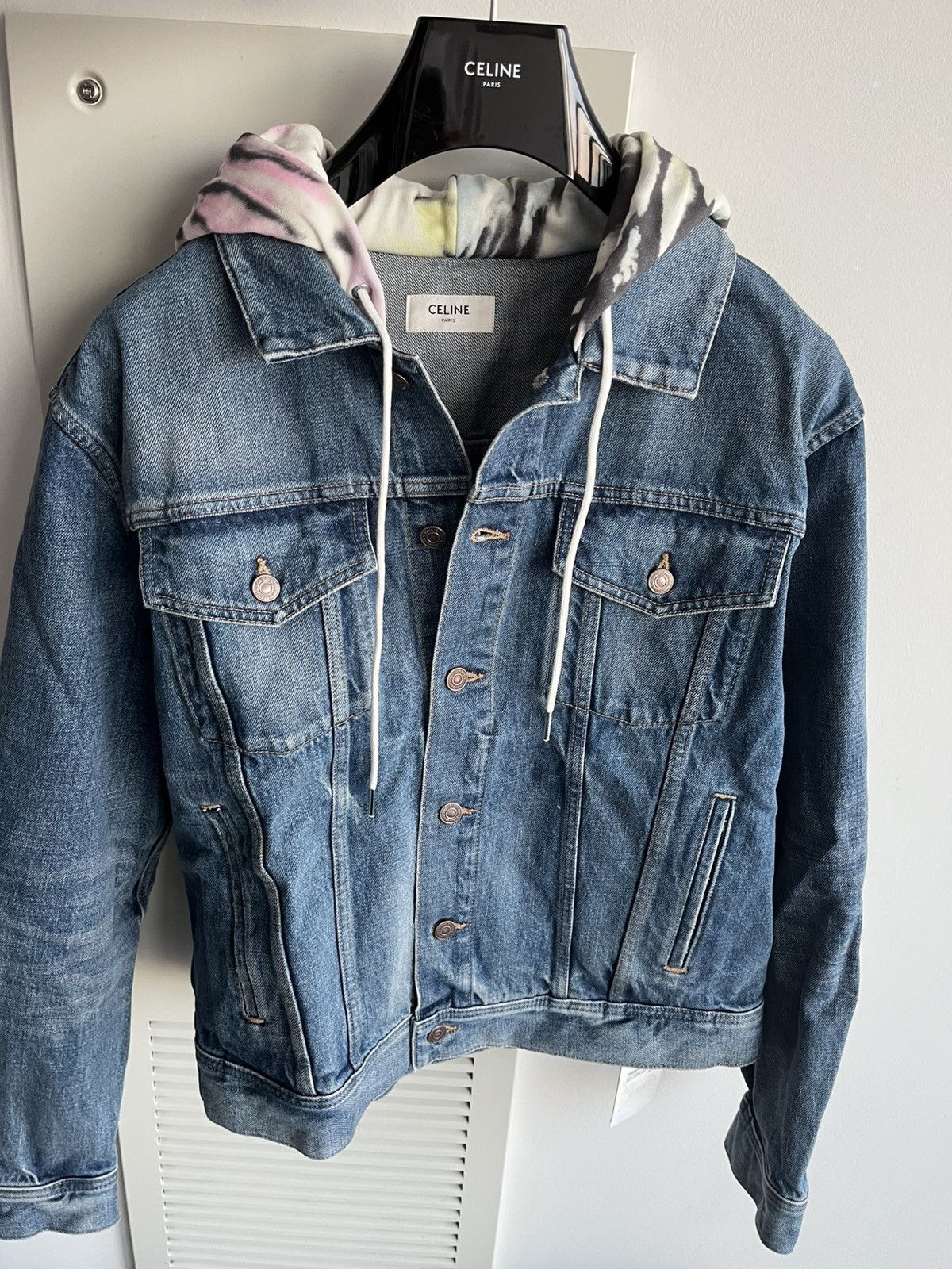 Celine × Hedi Slimane Super Runway Brand New Celine Hedi Slimane Denim Logo Jacket Size US L / EU 52-54 / 3 - 16 Thumbnail