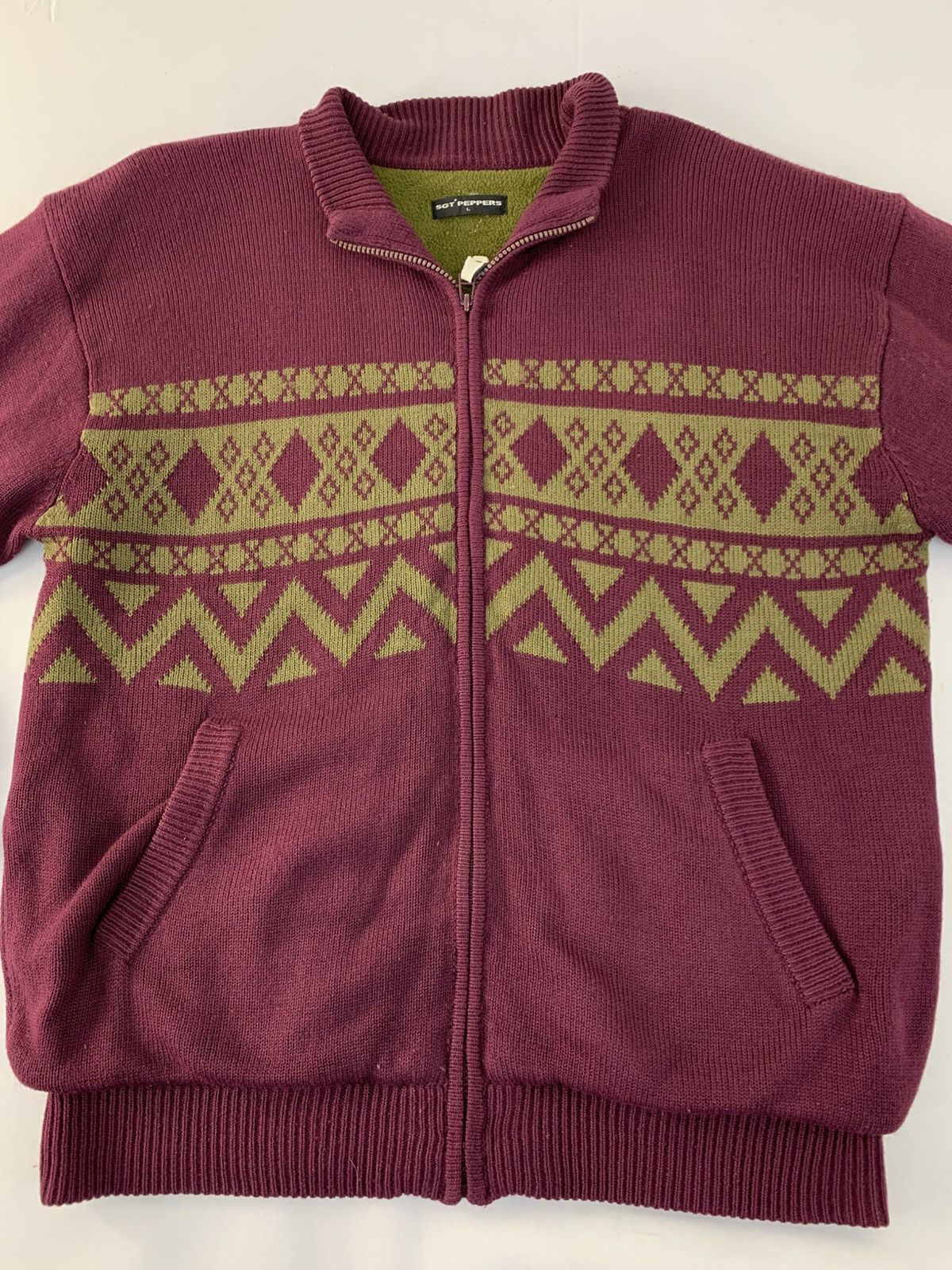 Japanese Brand Sgt Pepper Knitwear Navajo Jacket Sherpa Inner Size US L / EU 52-54 / 3 - 3 Thumbnail