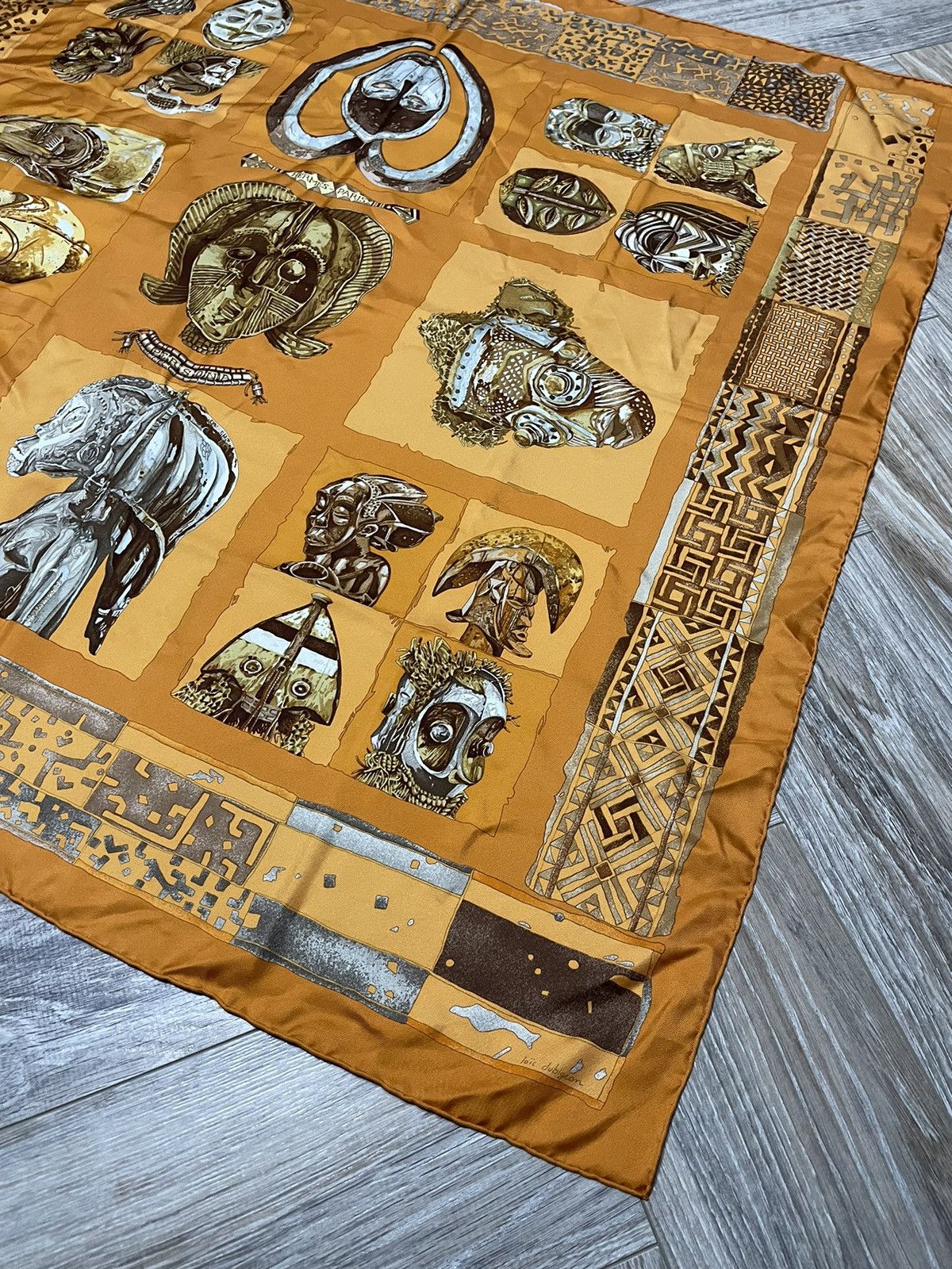 AUTHENTIC HERMES PERSONA SILK ORANGE SCARF LOIC DUBIGEON