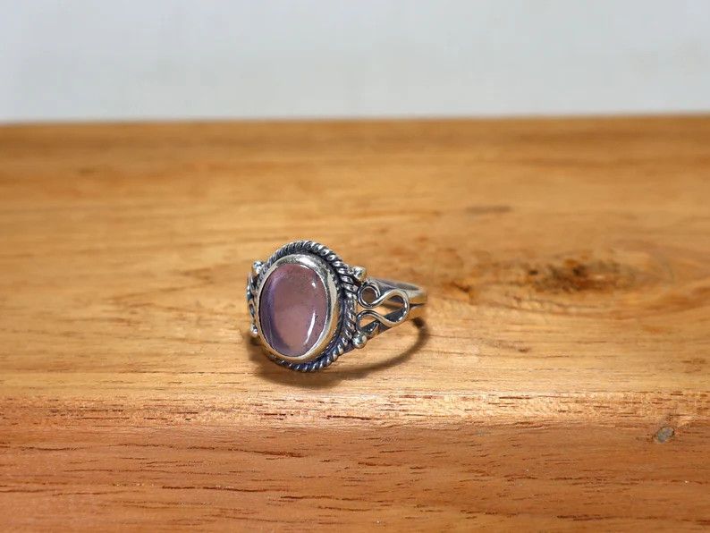 Handmade Amethyst Sterling Silver Ring, February Birthstone Gift idea Size ONE SIZE - 2 Thumbnail