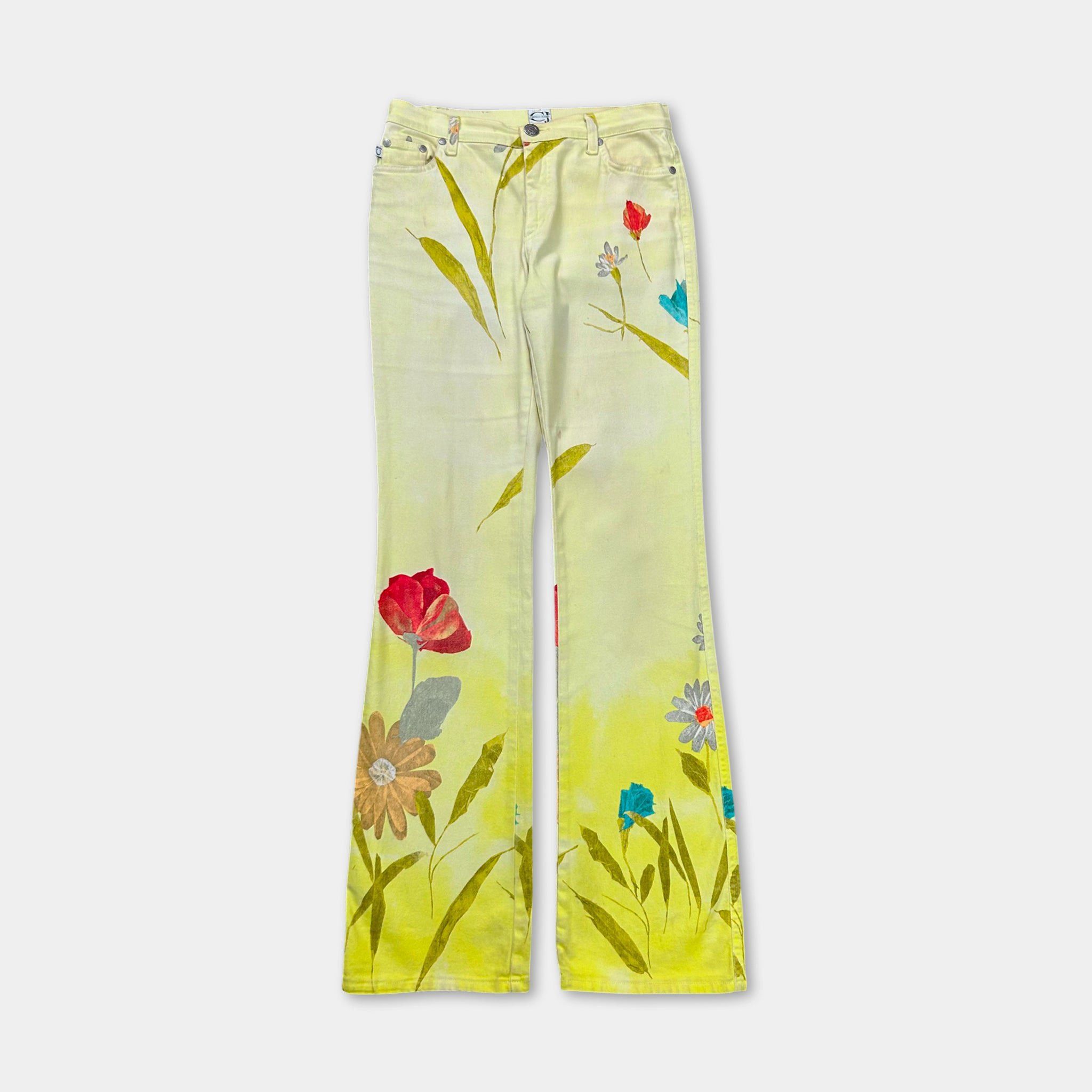 Other 2000's Cavalli Jeans Floral Flared Pants Size S / US 4 / IT 40 - 1 Thumbnail