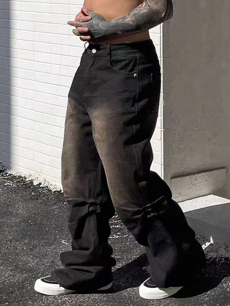 Designer × Japanese Brand Vintage washed black heavyweight straight leg jeans Size US 30 / EU 46 - 2 Thumbnail