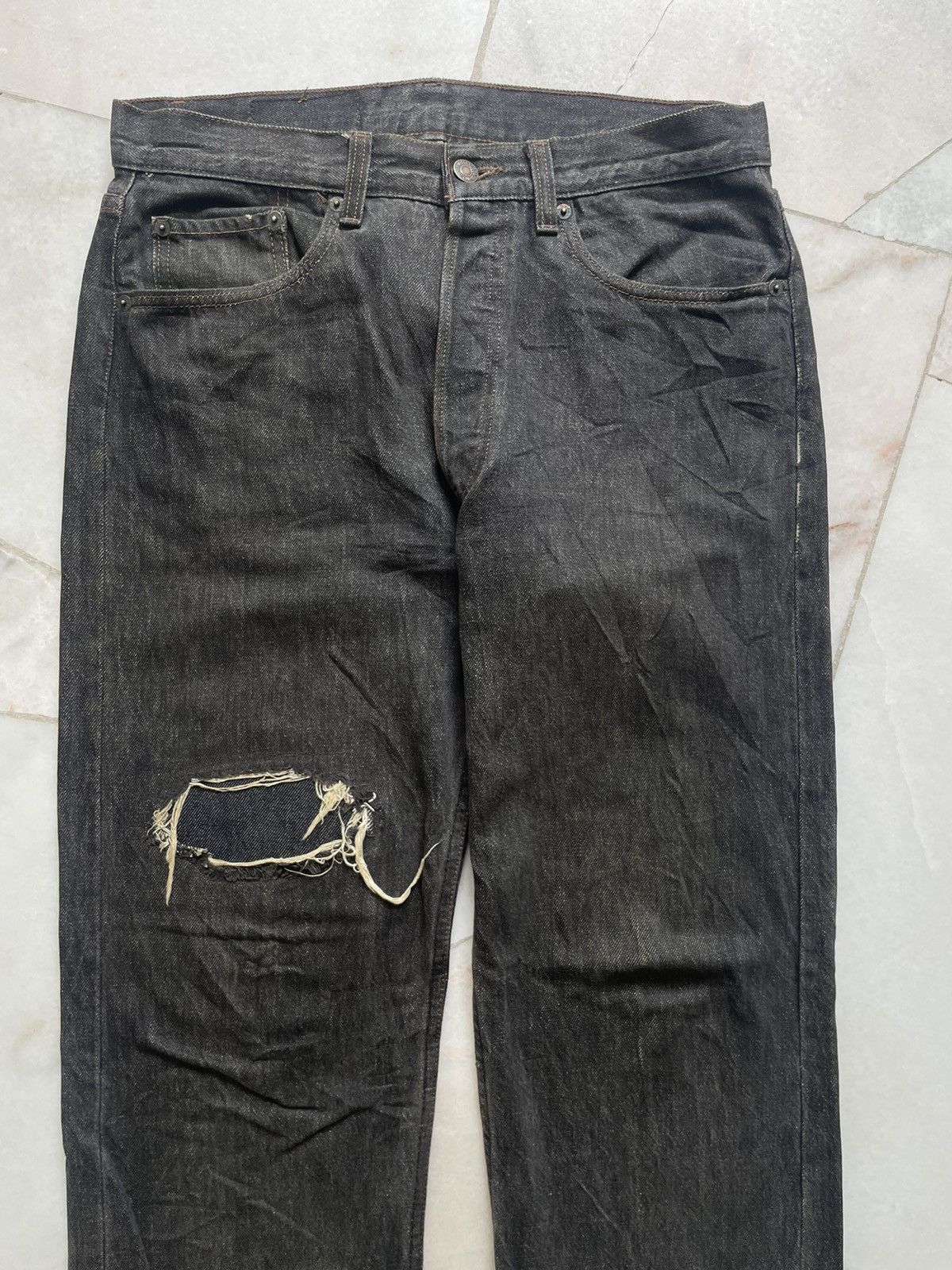 Levi's Vintage 80s Levis Single R Thrashed & Repair Jeans 32x33 Size US 32 / EU 48 - 3 Thumbnail