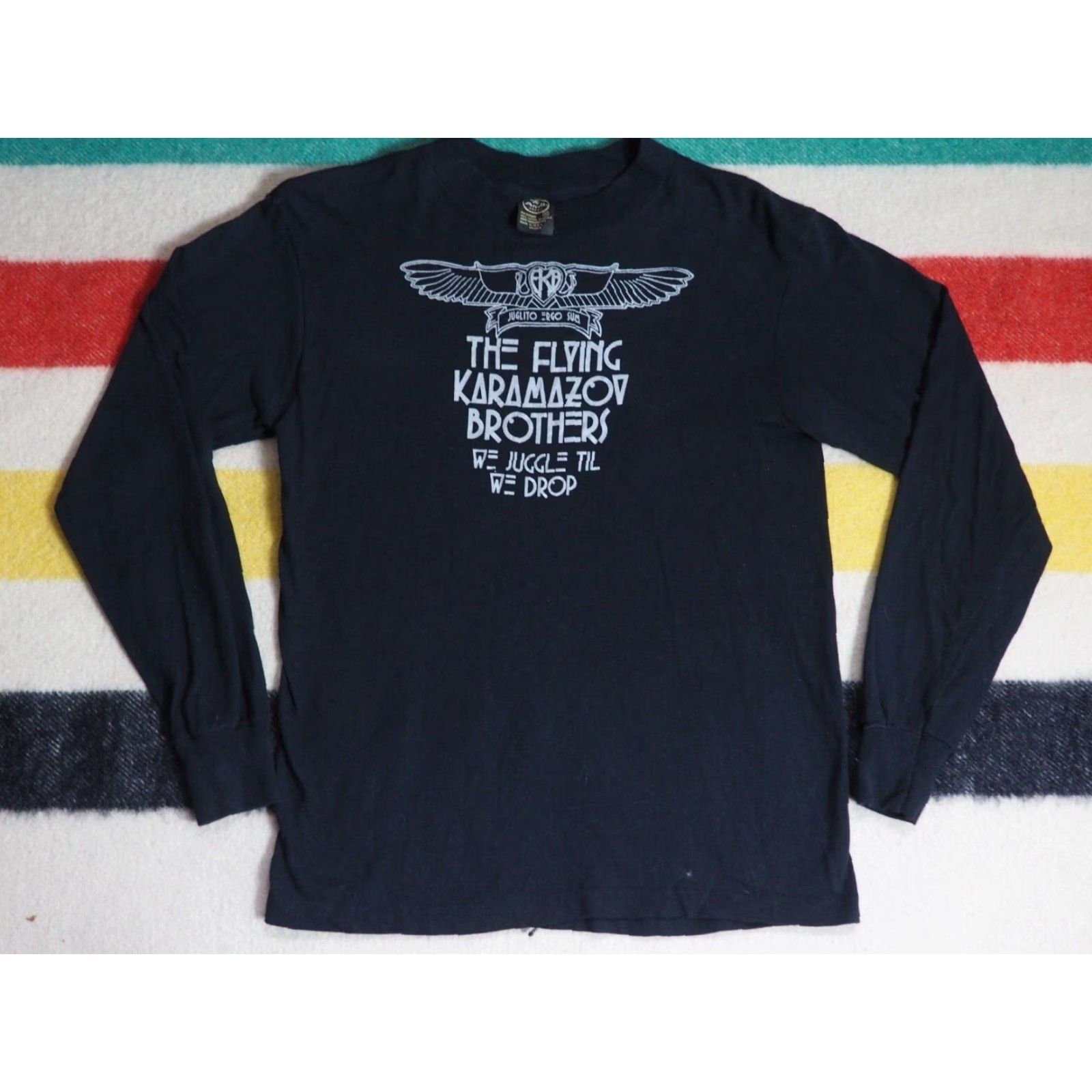 Anvil VTG Anvil Black L/S Tee T-Shirt Circus Graphic 1980s 70s 80s Flying Karamazov Brothers USA S Unisex Shirt Size US S / EU 44-46 / 1 - 2 Thumbnail