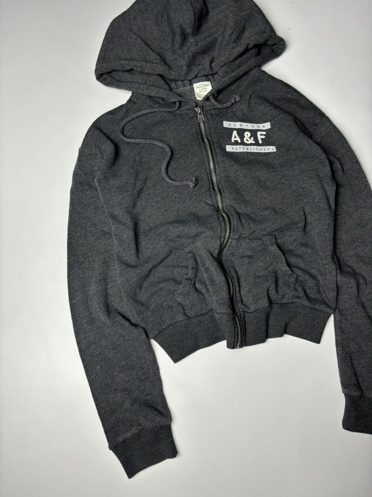 Abercrombie & Fitch × Vintage ABERCROMBIE FITCH CROPPED ZIP HOODIE Size S / US 4 / IT 40 - 2 Thumbnail