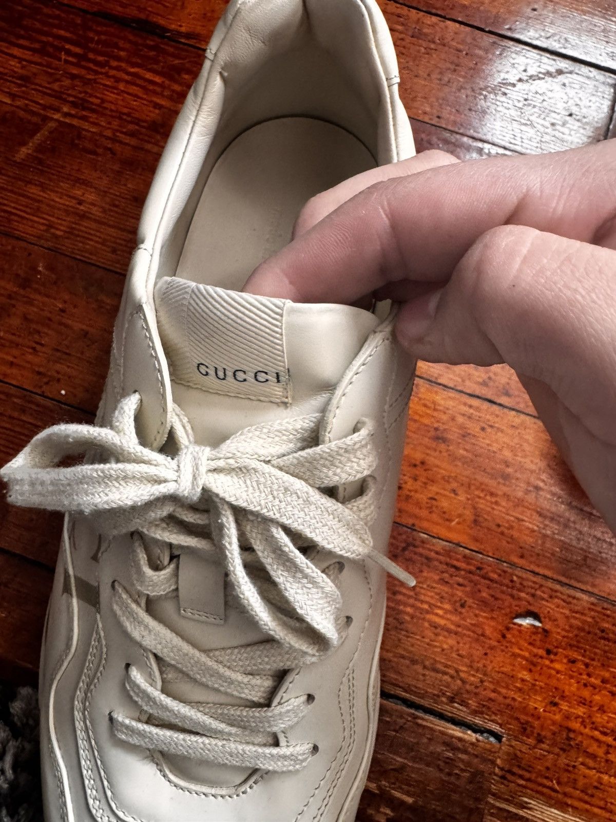 Gucci Men's Rhyton Gucci Logo Leather Sneaker Size US 11.5 / EU 44-45 - 4 Thumbnail